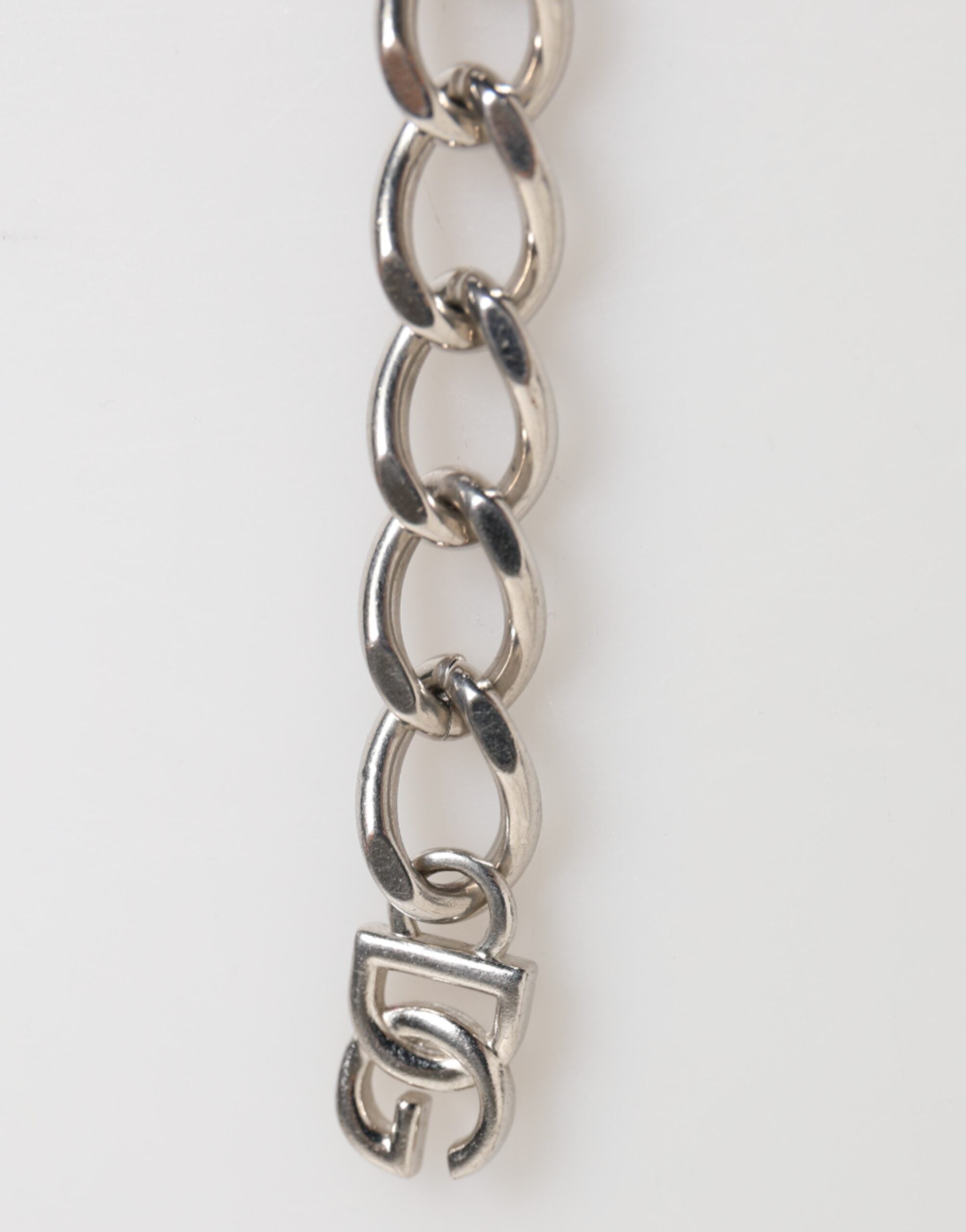 Dolce & Gabbana Silver Tone Brass Chain Lobster Clasp DG Logo Men's Bracelet (Pre-Owned)