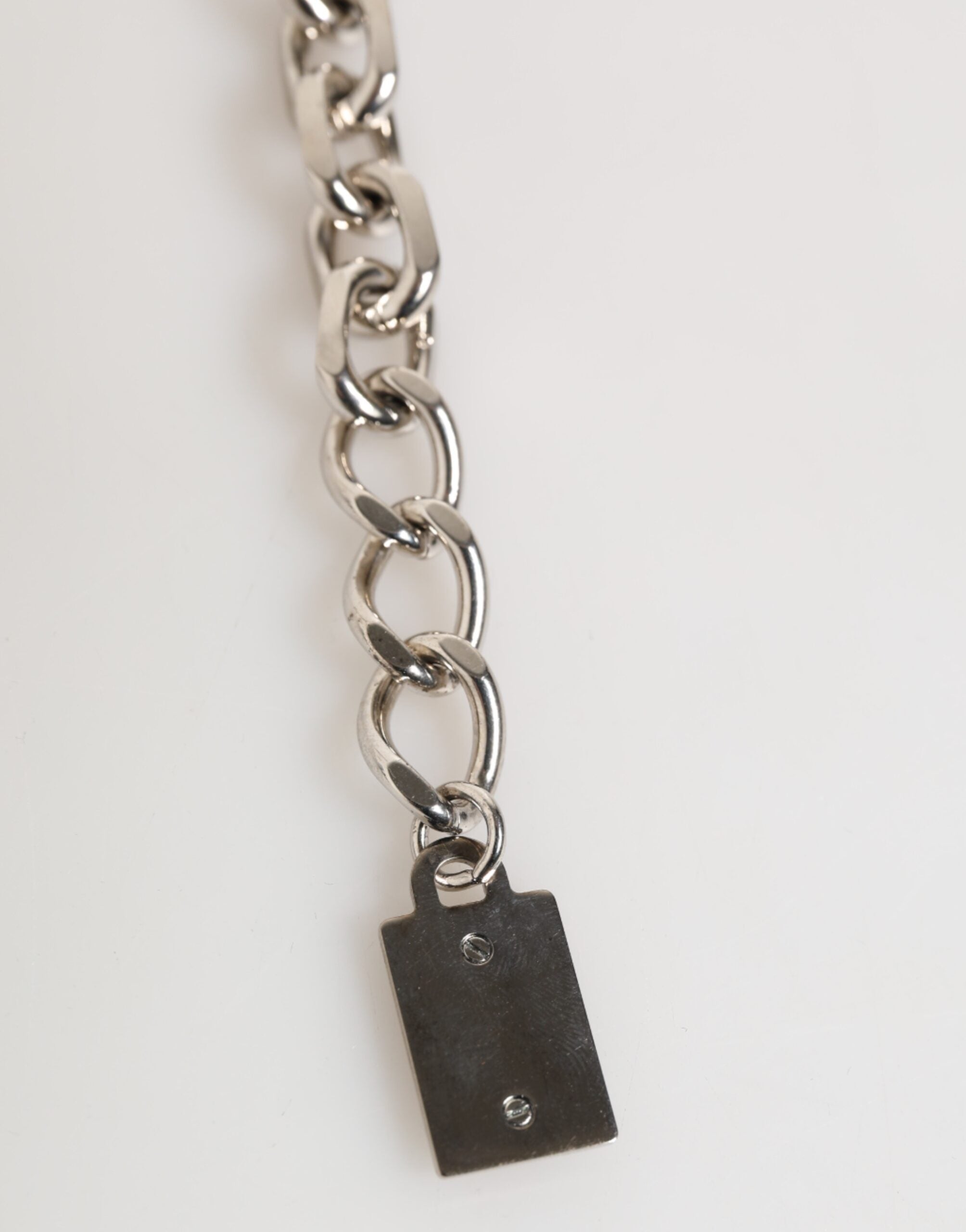 Dolce & Gabbana Silver Chain Brass Beaded Lobster Clasp Logo Men Men's Bracelet