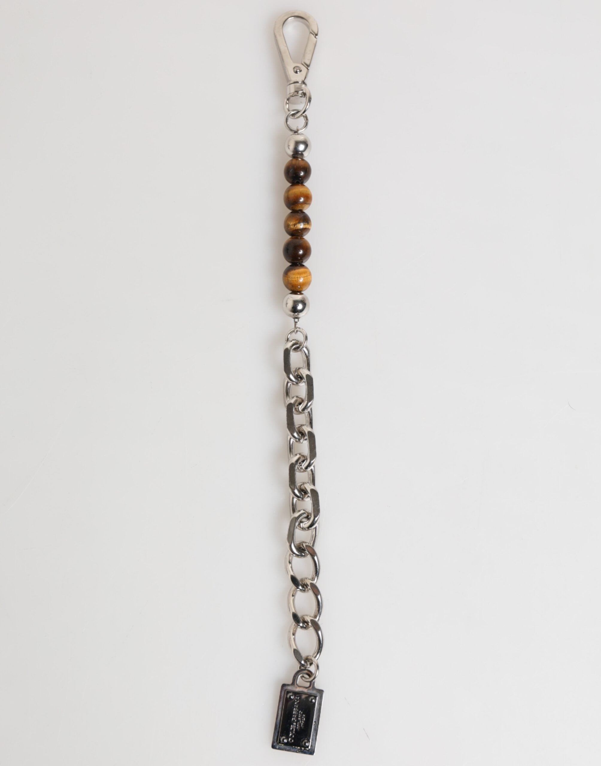 Dolce & Gabbana Silver Chain Brass Beaded Lobster Clasp Logo Men Men's Bracelet