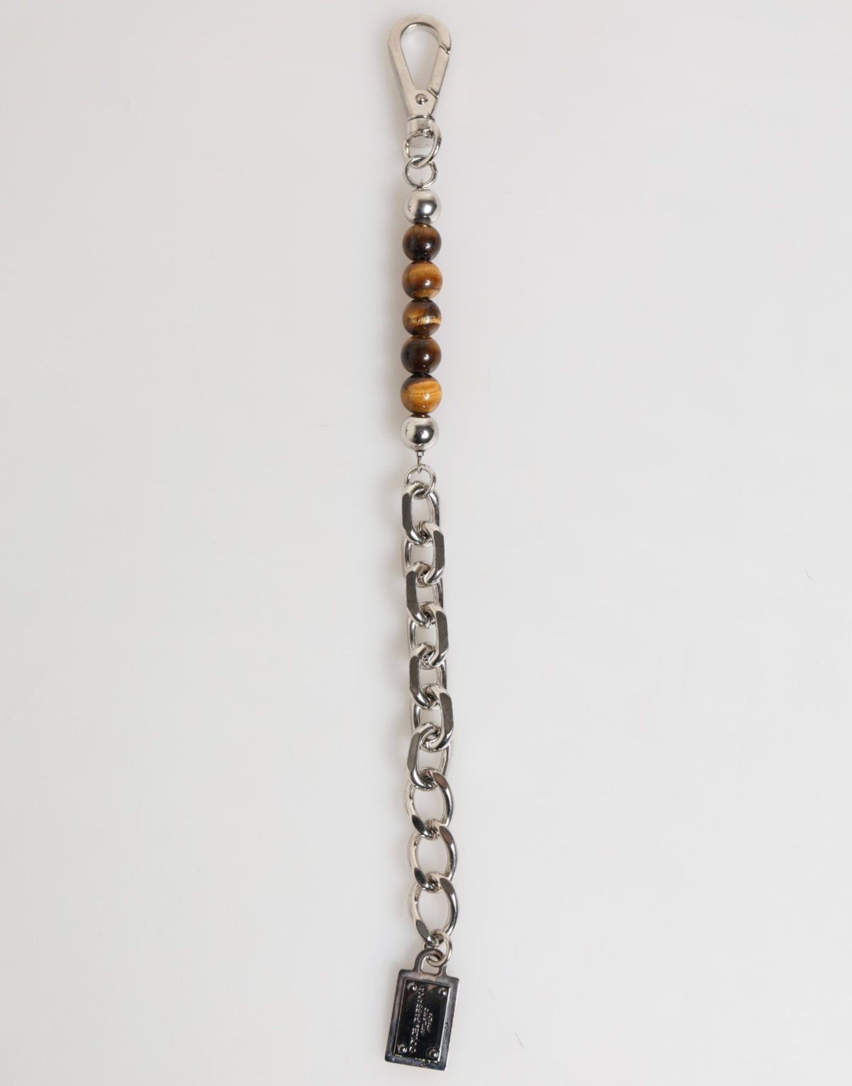 Dolce & Gabbana Silver Chain Brass Beaded Lobster Clasp Logo Men Men's Bracelet