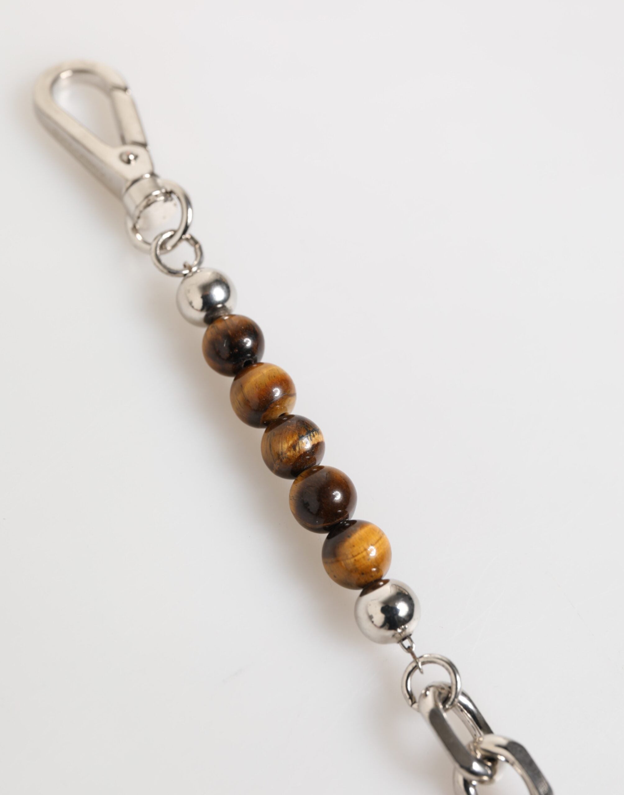 Dolce & Gabbana Silver Chain Brass Beaded Lobster Clasp Logo Men Men's Bracelet