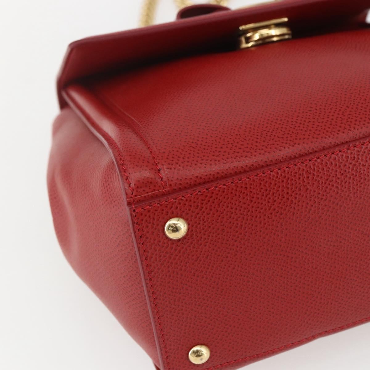 Salvatore Ferragamo Carrie Vara Saffiano Leather Red Leather Shoulder Bag Bag (Pre-Owned)
