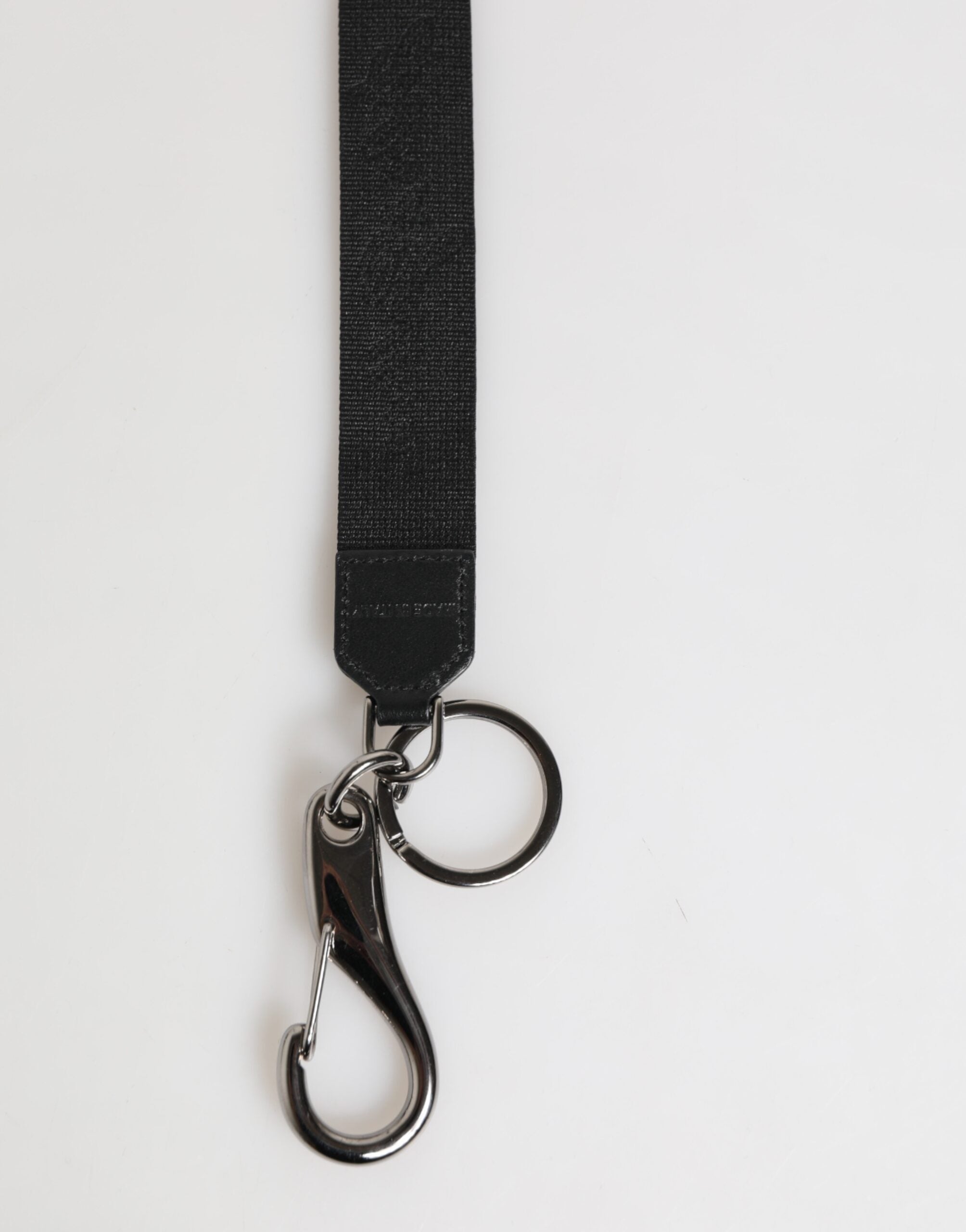 Dolce & Gabbana Black Yellow Polyester DG Logo Silver Keychain Men's Keyring