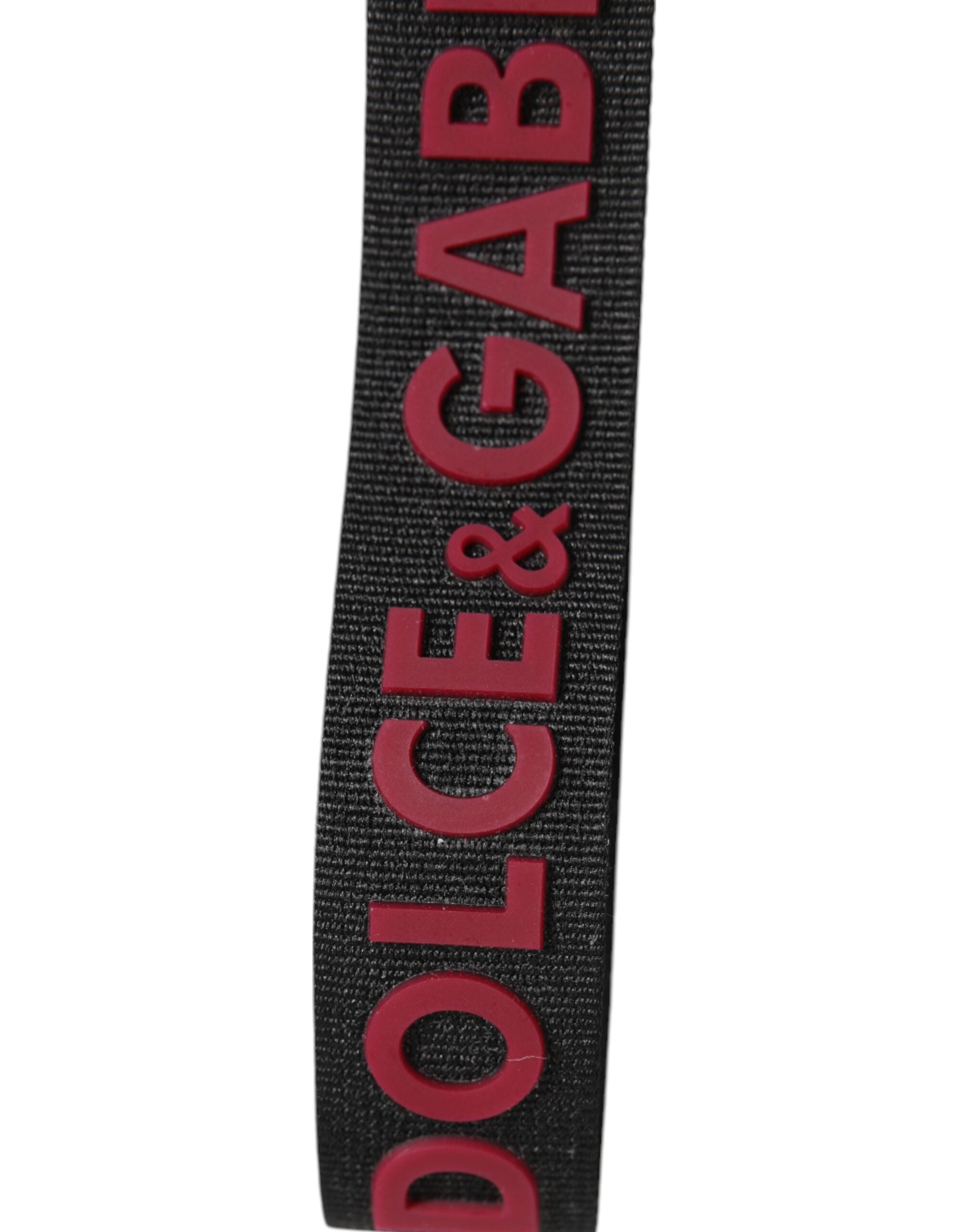 Dolce & Gabbana Black Red DG Logo Polyester Silver Men Keychain Men's Keyring