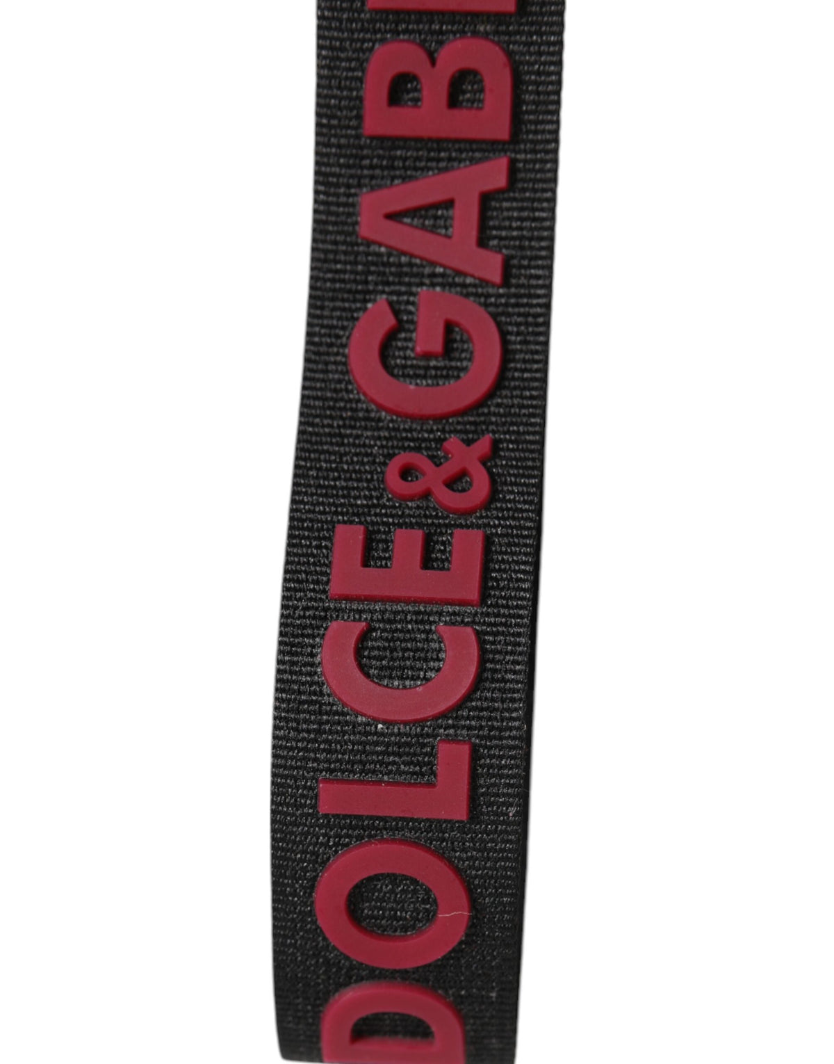 Dolce & Gabbana Black Red DG Logo Polyester Silver Men Keychain Men's Keyring