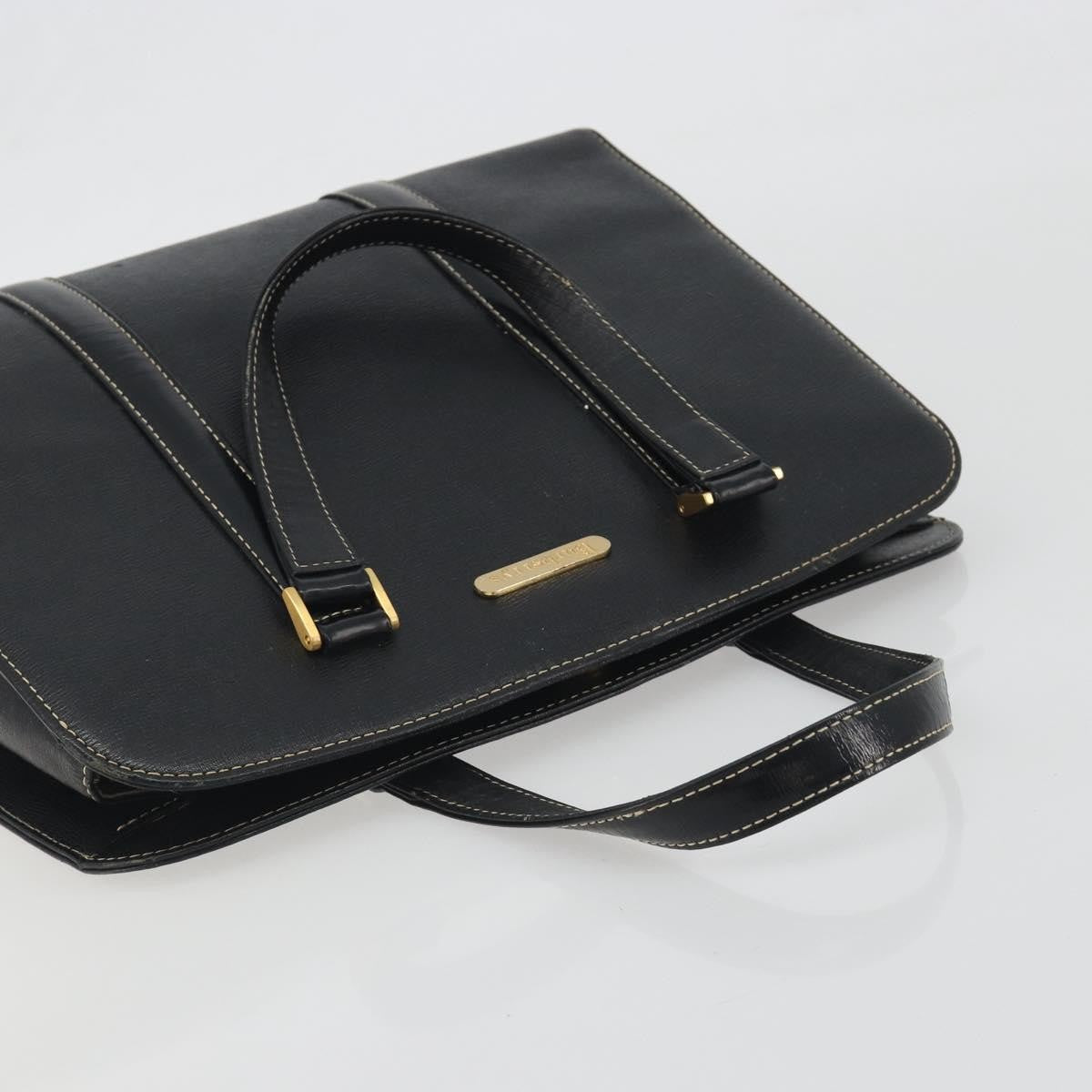 Burberry Vintage Leather Black Leather Handbag (Pre-Owned)