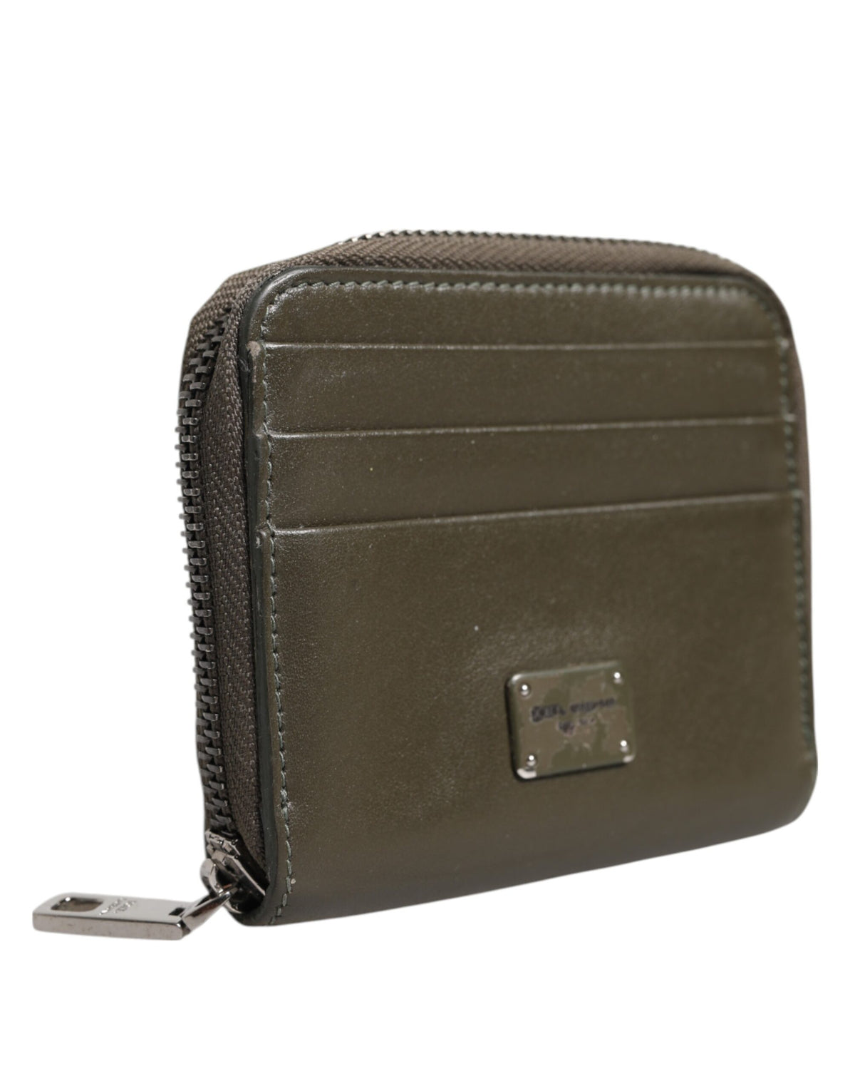 Dolce & Gabbana Brown Leather Logo Plaque Card Holder Coin Purse Men's Wallet (Pre-Owned)