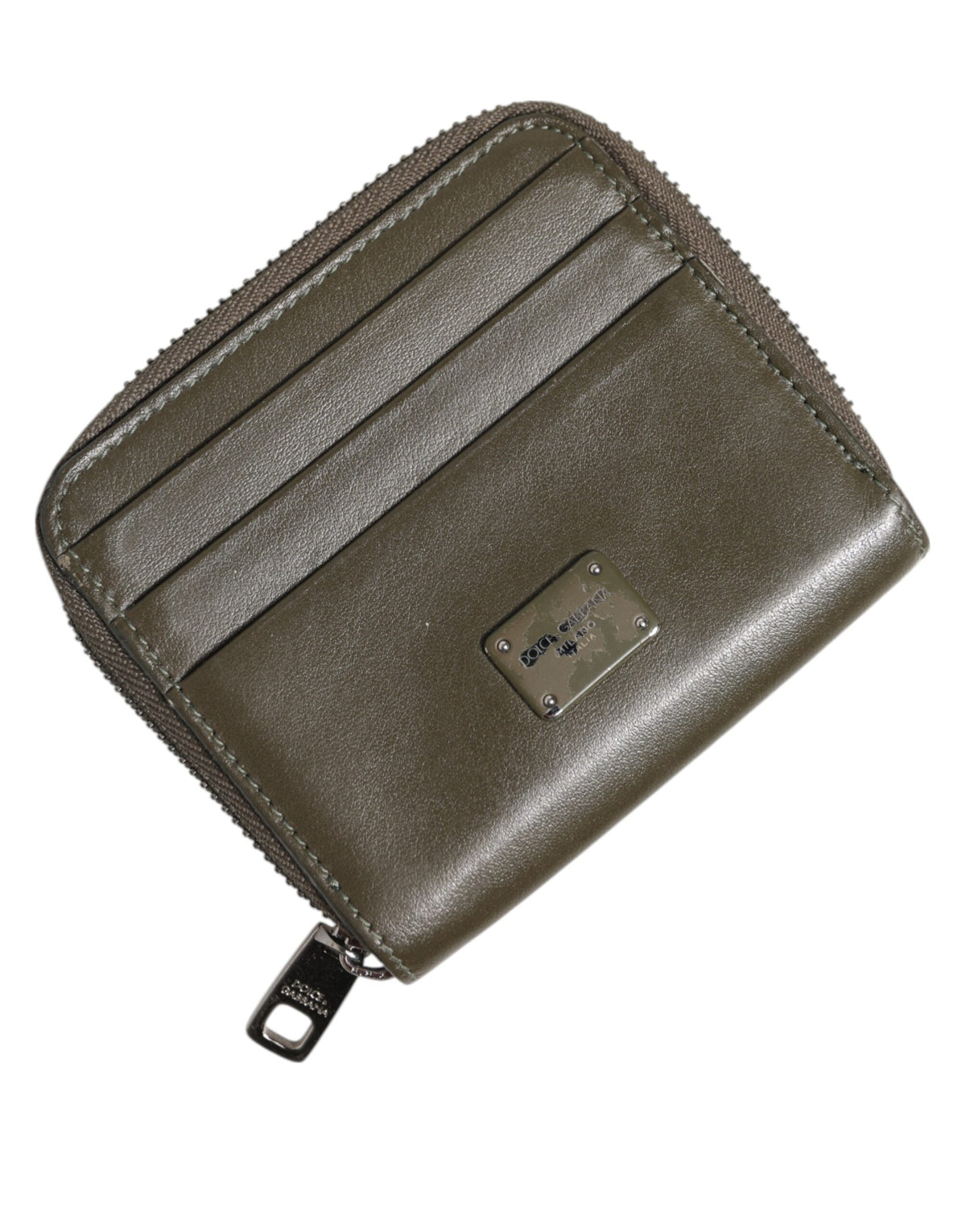 Dolce & Gabbana Brown Leather Logo Plaque Card Holder Coin Purse Men's Wallet (Pre-Owned)