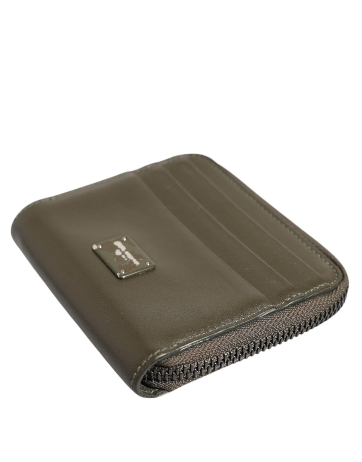 Dolce & Gabbana Brown Leather Logo Plaque Card Holder Coin Purse Men's Wallet (Pre-Owned)