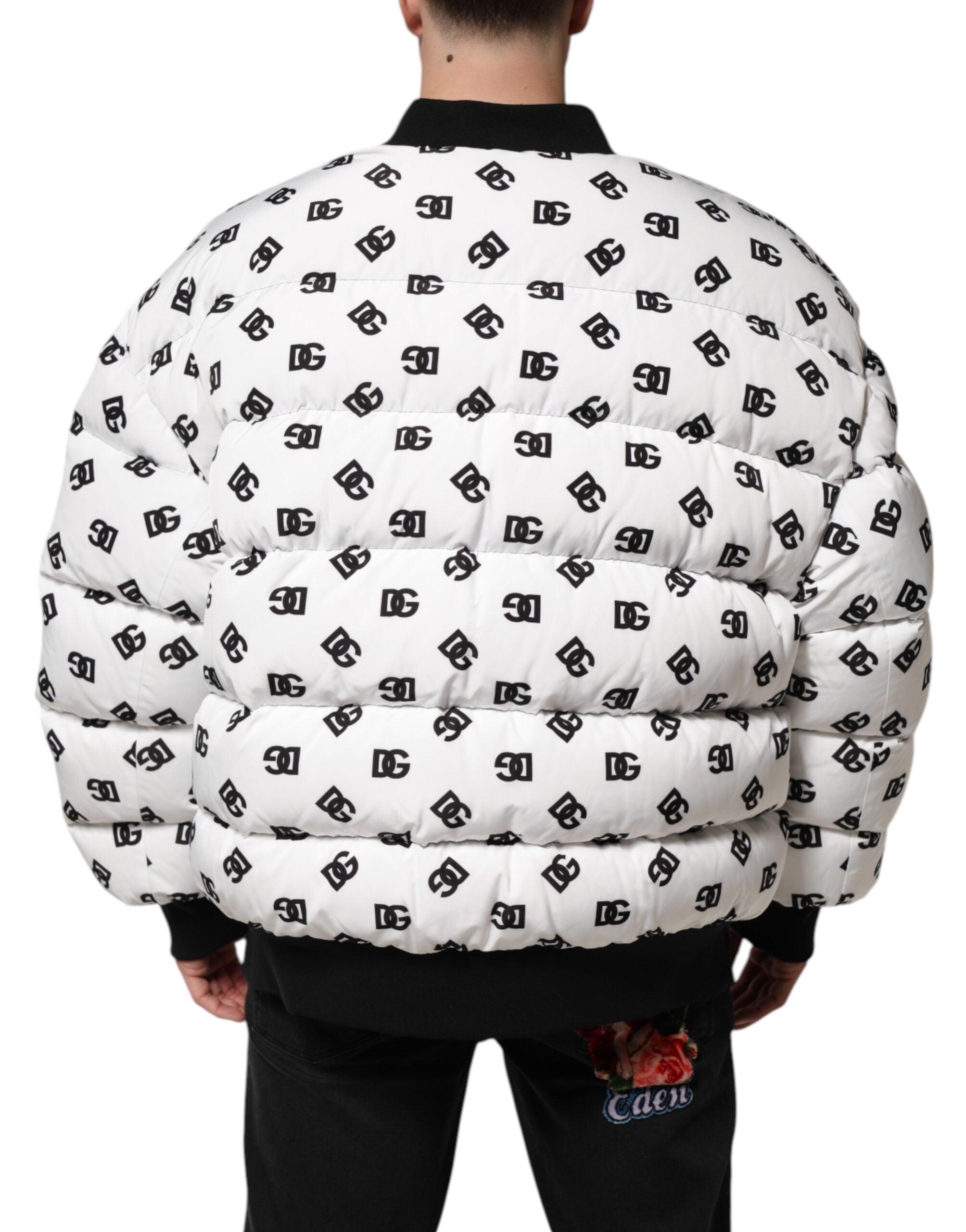 Dolce & Gabbana White DG Monogram Full Zip Quilted Men's Jacket (Pre-Owned)