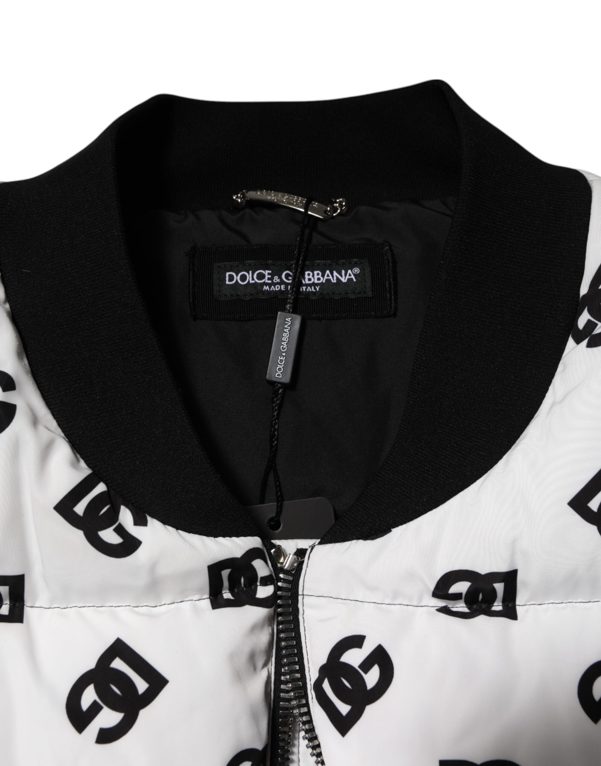 Dolce & Gabbana White DG Monogram Full Zip Quilted Men's Jacket (Pre-Owned)