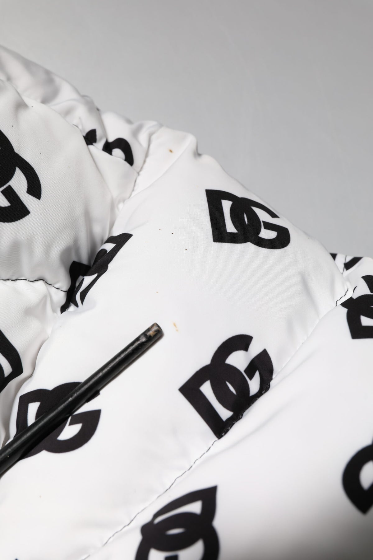 Dolce & Gabbana White DG Monogram Full Zip Quilted Men's Jacket (Pre-Owned)