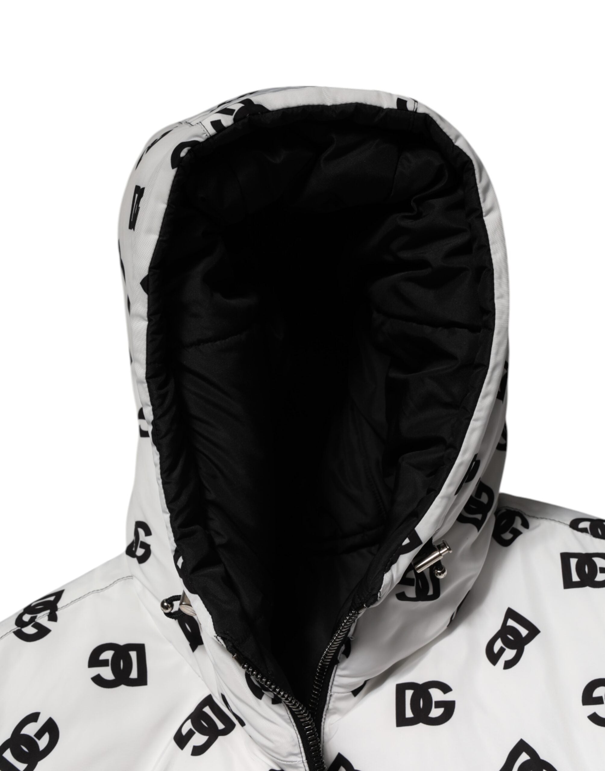 Dolce & Gabbana White DG Monogram Hooded Puffer Men's Jacket