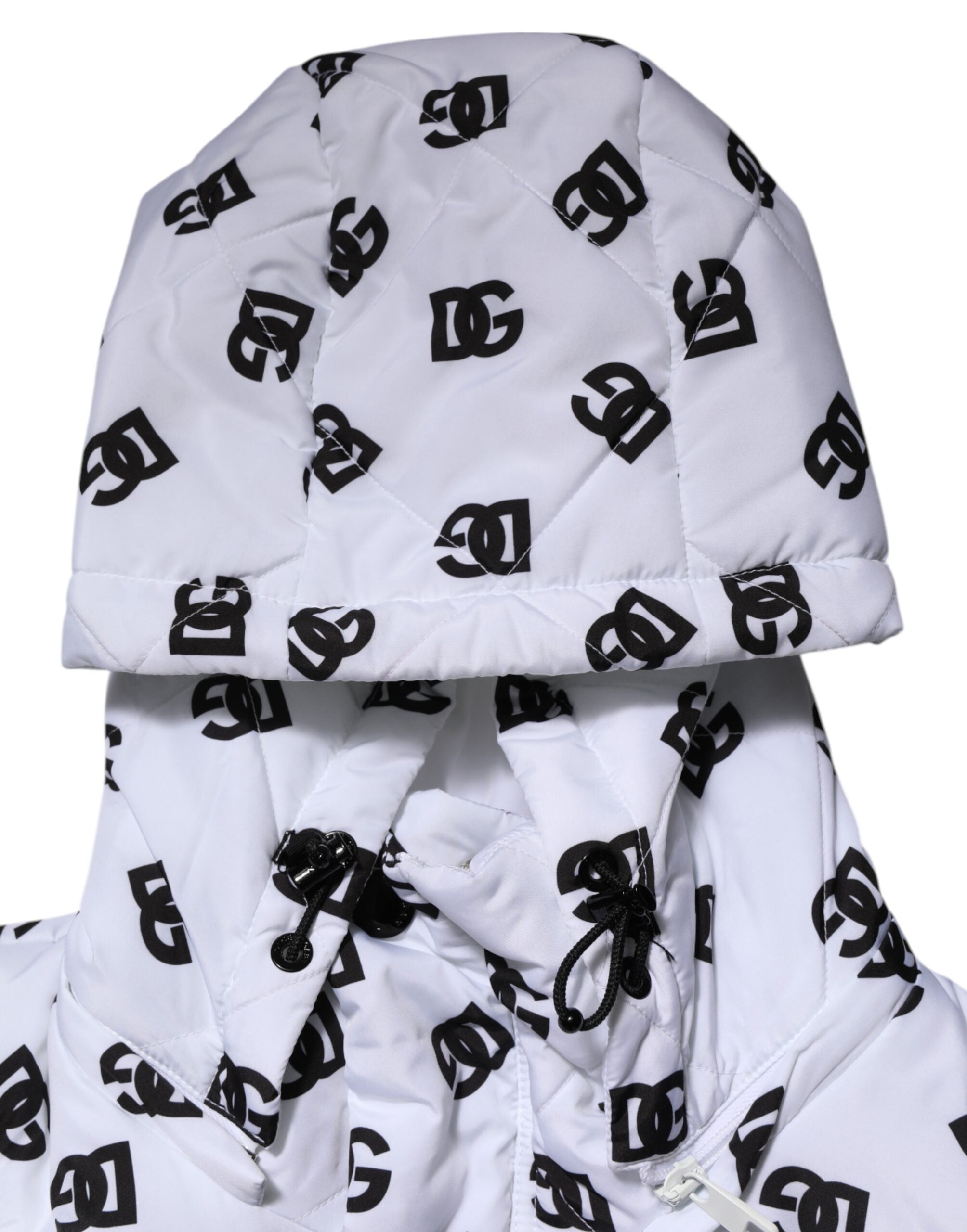 Dolce & Gabbana White DG Monogram Hooded Quilted Men's Jacket (Pre-Owned)