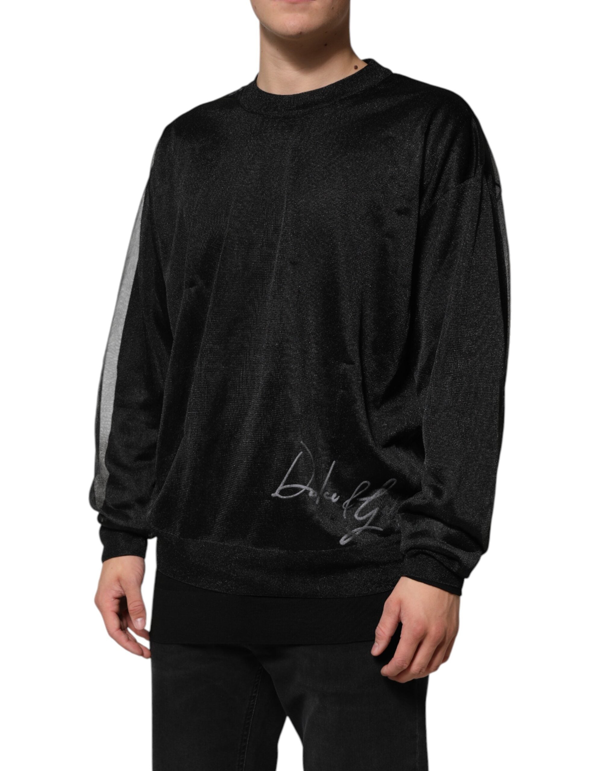 Dolce & Gabbana Black Polyester Pullover Sweatshirt Men's Sweater (Pre-Owned)