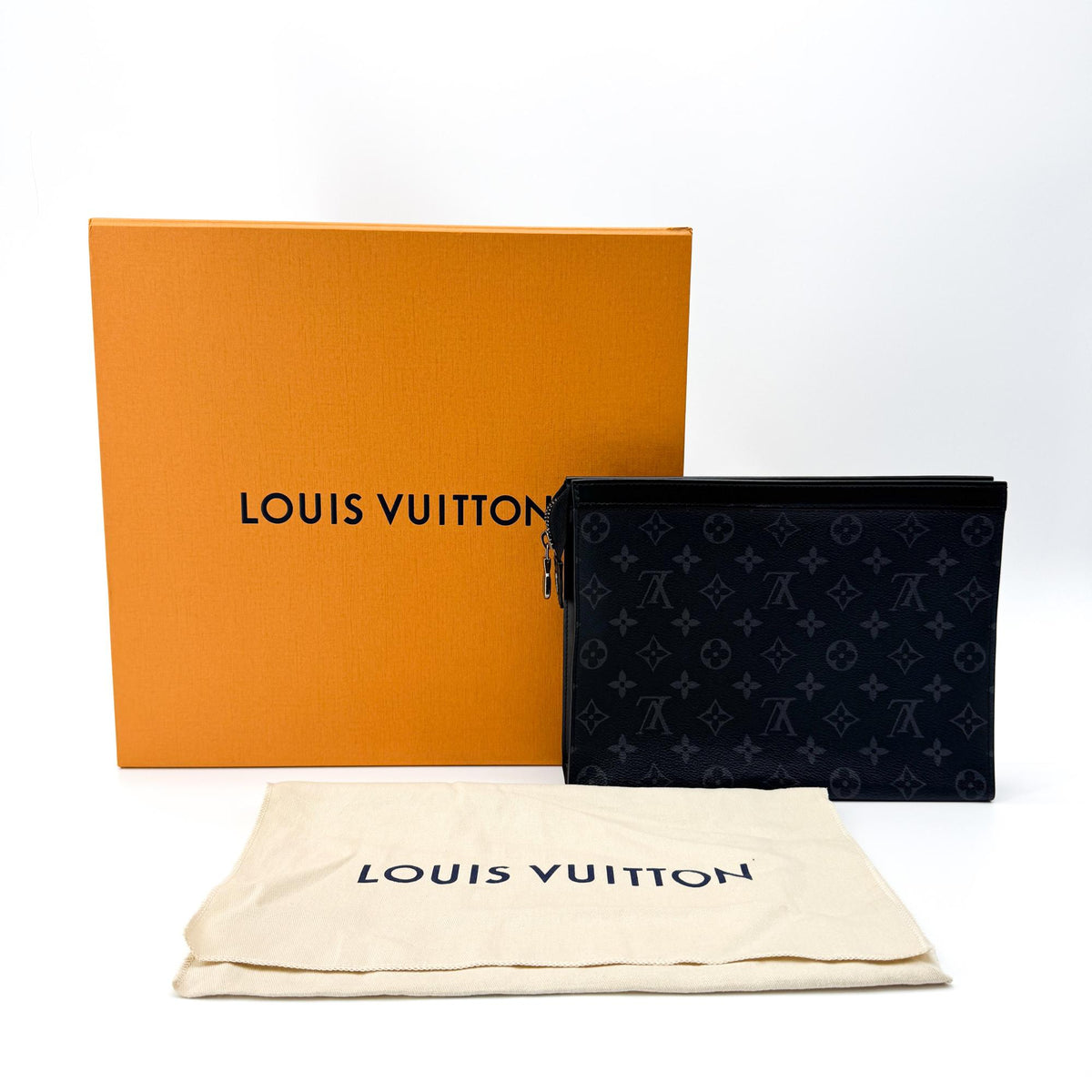 Louis Vuitton Pochette Voyage Monogram Eclipse Canvas Black Canvas Clutche & Pouche Bag (Pre-Owned)