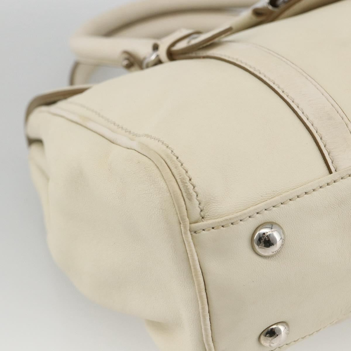 Salvatore Ferragamo Vintage Leather White Leather Handbag (Pre-Owned)
