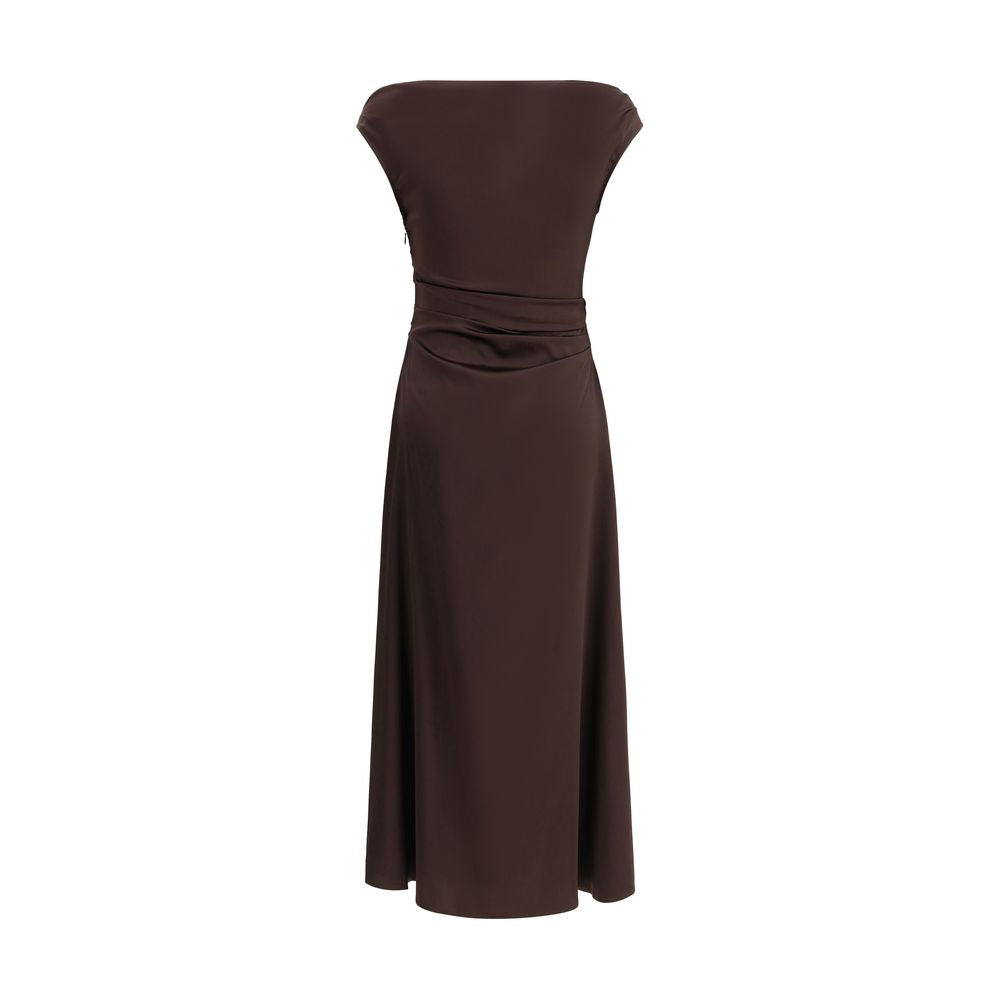 Staud Brown Silk Cocktail Women's Dress