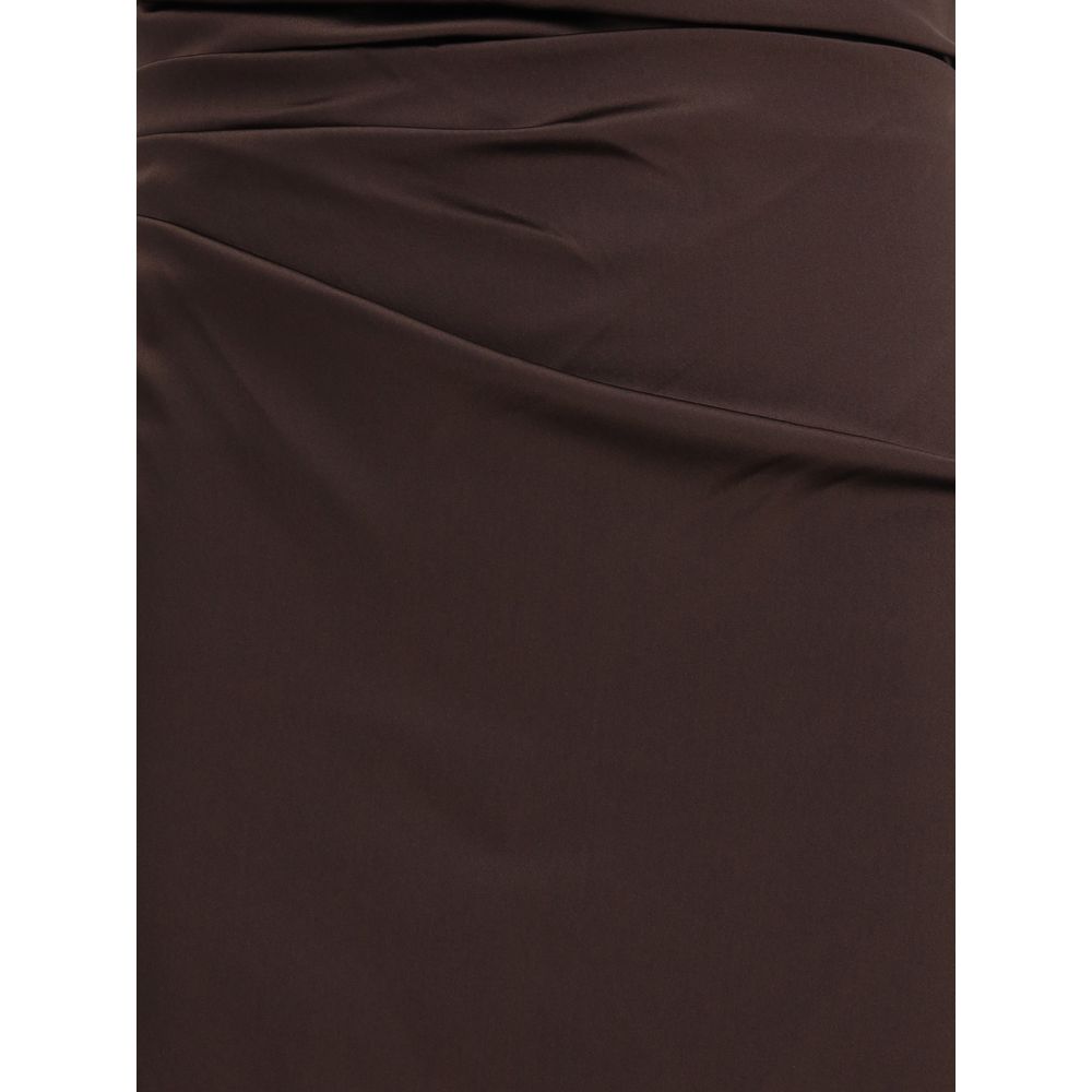 Staud Brown Silk Cocktail Women's Dress