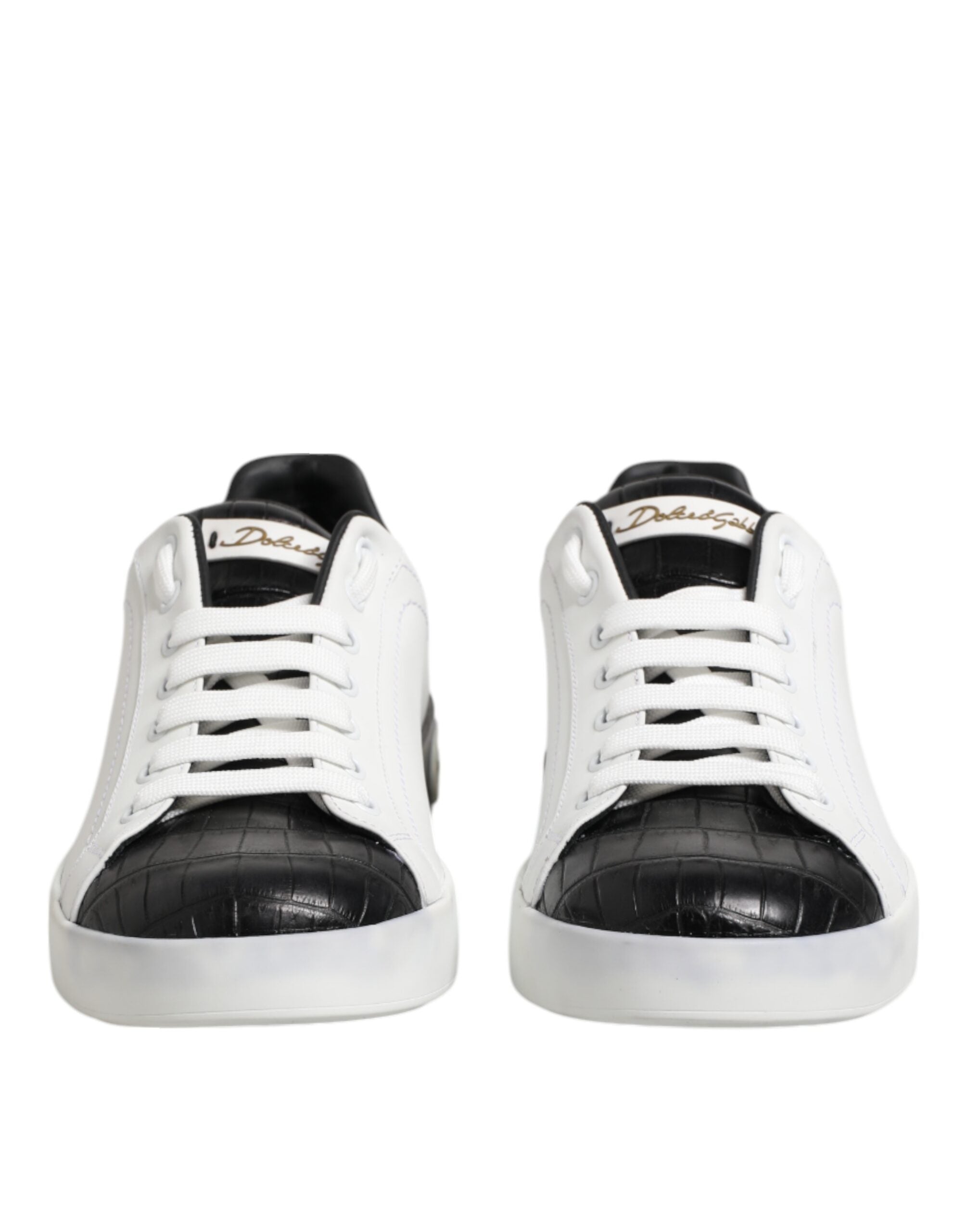 Dolce & Gabbana White Black Leather Portofino Sneaker Men's Shoes (Pre-Owned)