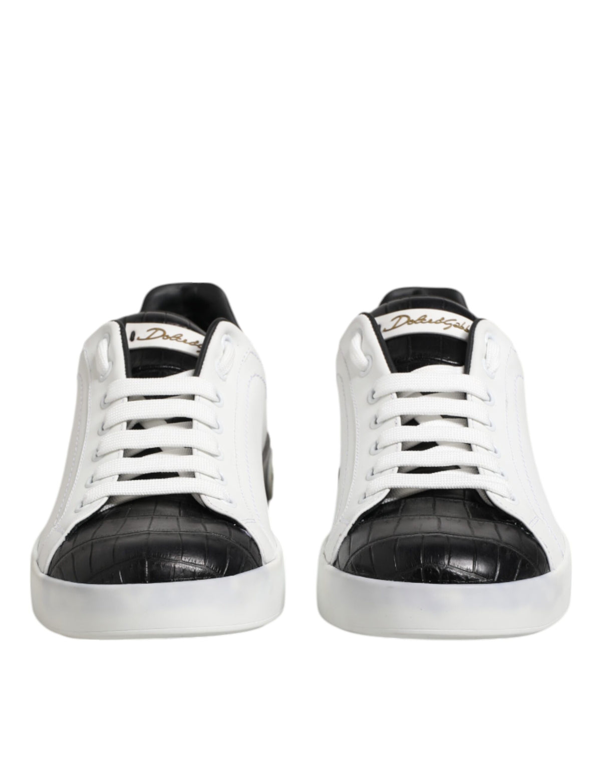 Dolce & Gabbana White Black Leather Portofino Sneaker Men's Shoes (Pre-Owned)