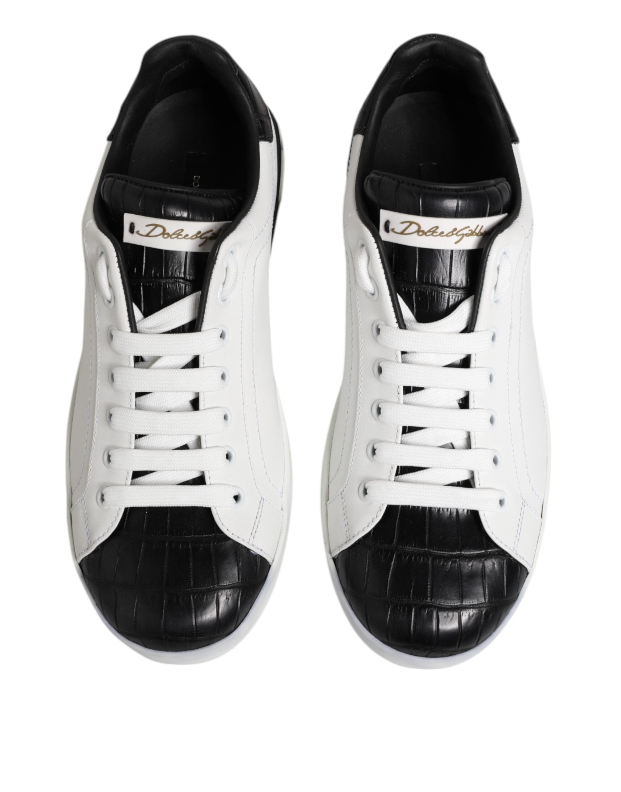 Dolce & Gabbana White Black Leather Portofino Sneaker Men's Shoes (Pre-Owned)