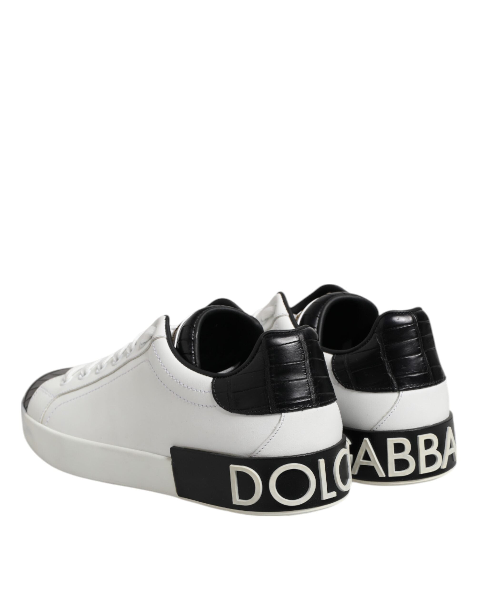 Dolce & Gabbana White Black Leather Portofino Sneaker Men's Shoes (Pre-Owned)