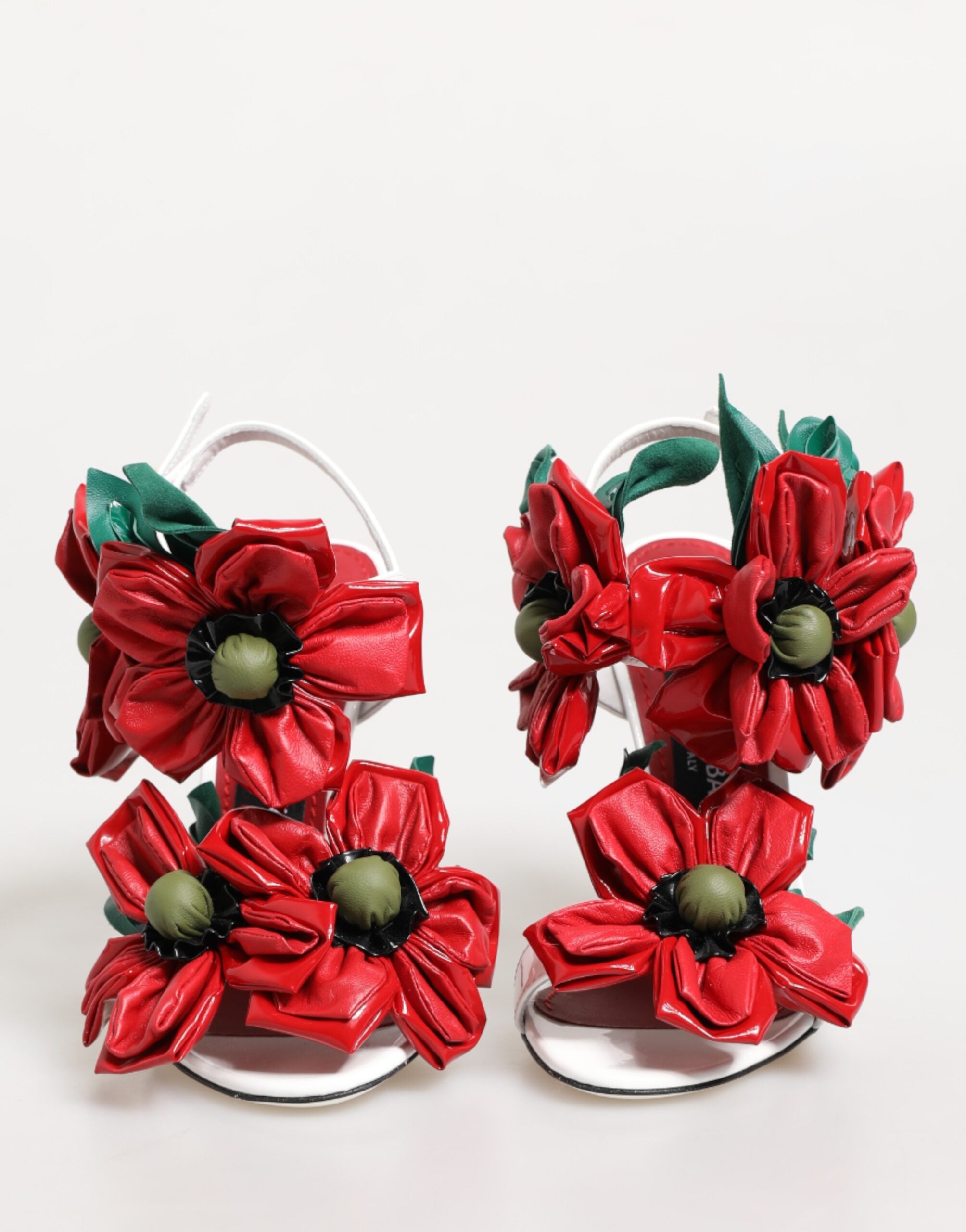 Dolce & Gabbana White Red Floral Detailing Sandals Women's Shoes