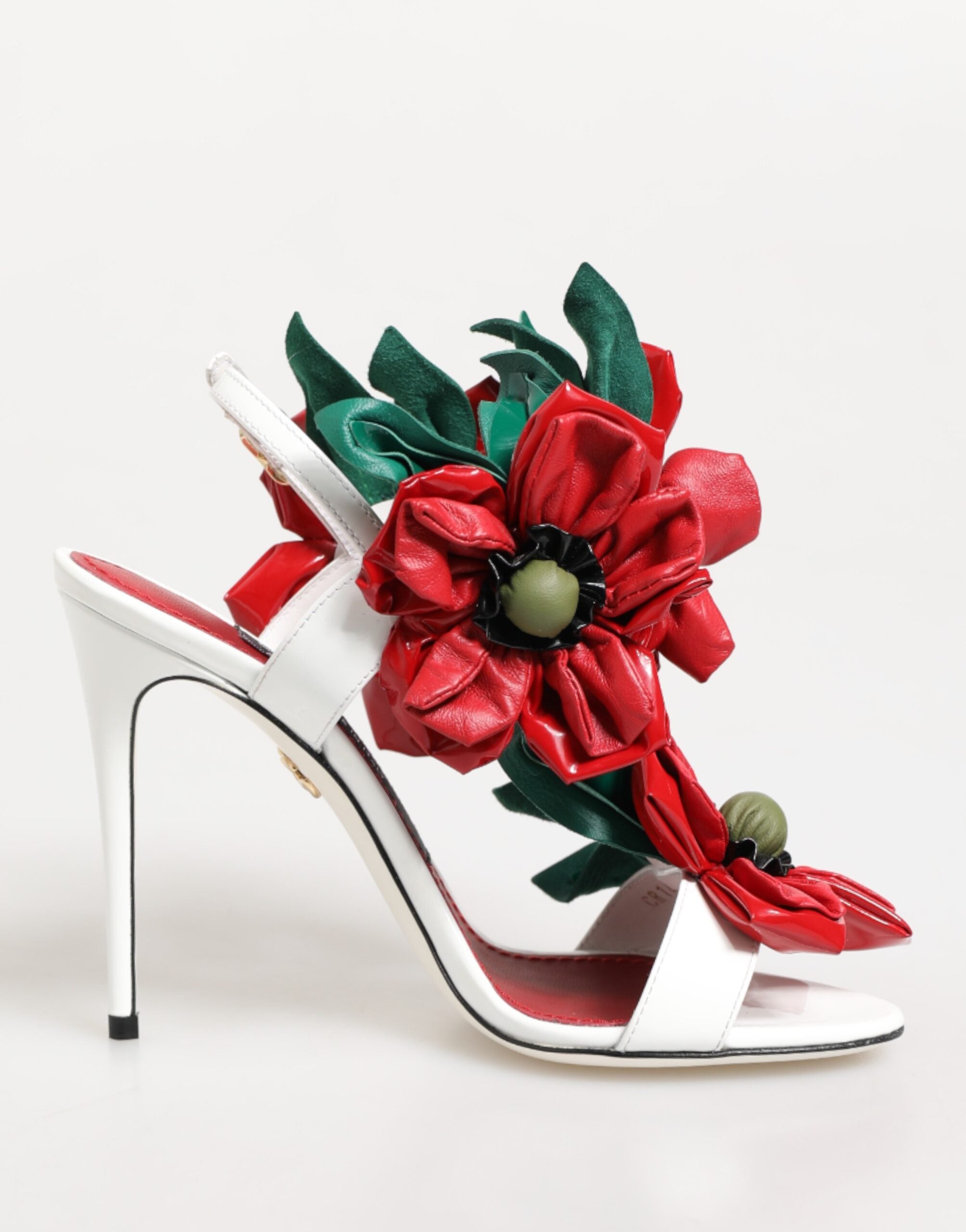 Dolce & Gabbana White Red Floral Detailing Sandals Women's Shoes