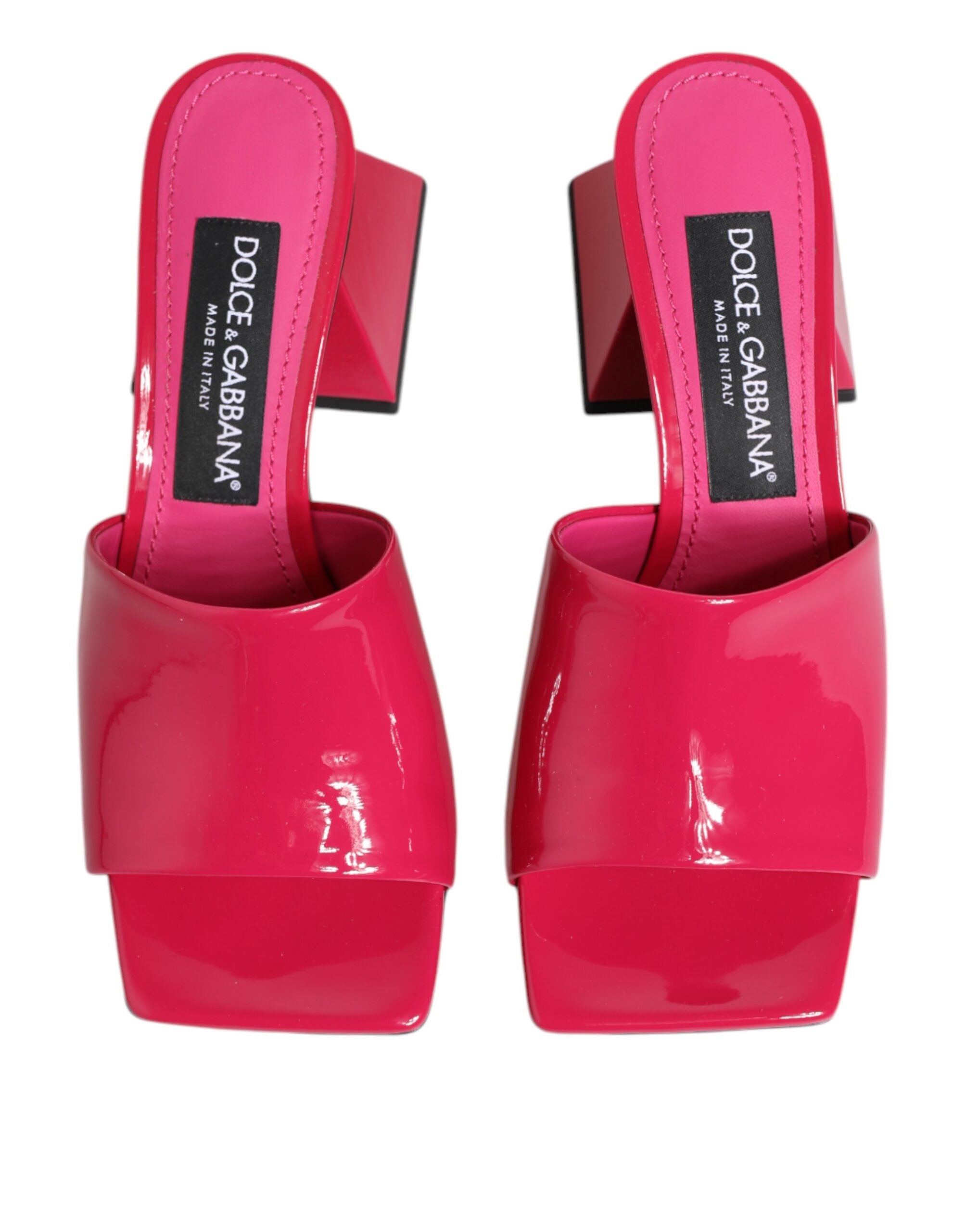 Dolce & Gabbana Pink Open Toe Block Heel Mules Sandals Women's Shoes