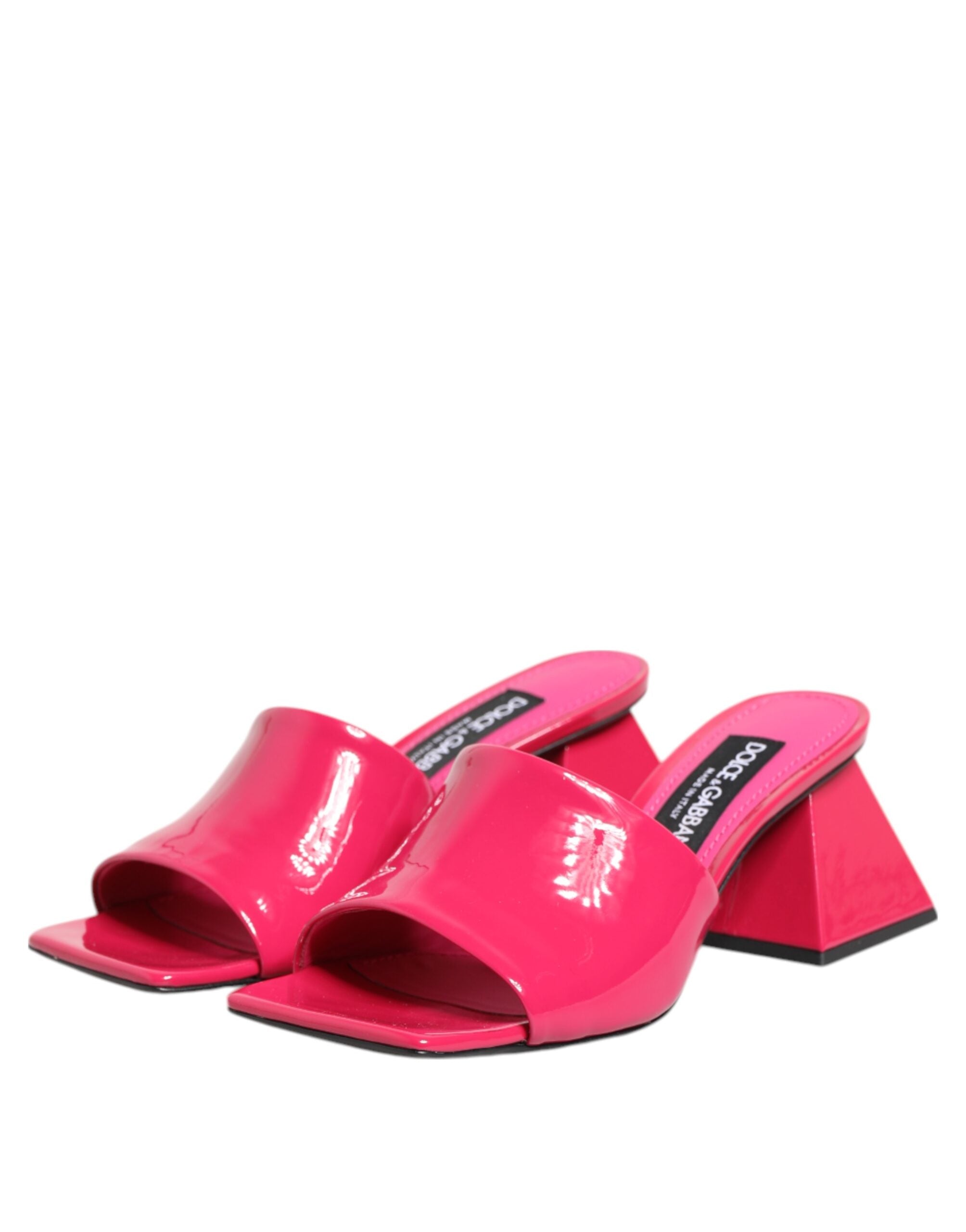 Dolce & Gabbana Pink Open Toe Block Heel Mules Sandals Women's Shoes