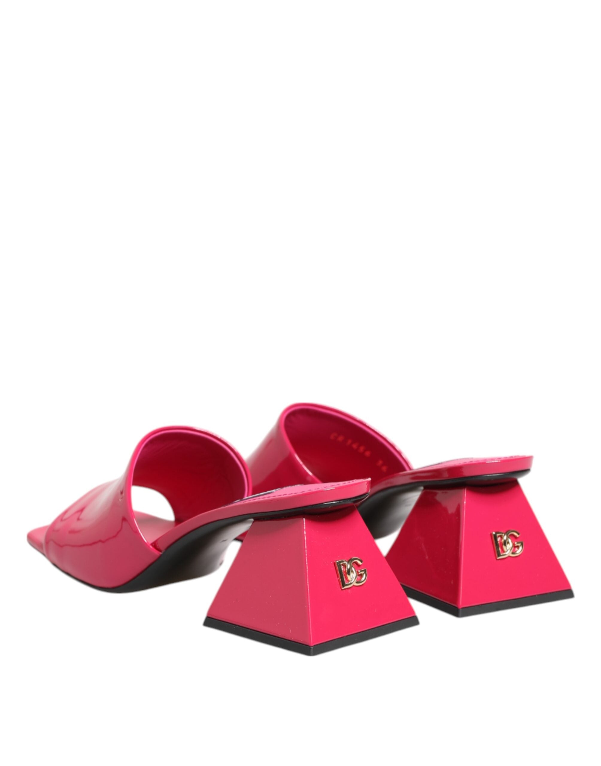 Dolce & Gabbana Pink Open Toe Block Heel Mules Sandals Women's Shoes