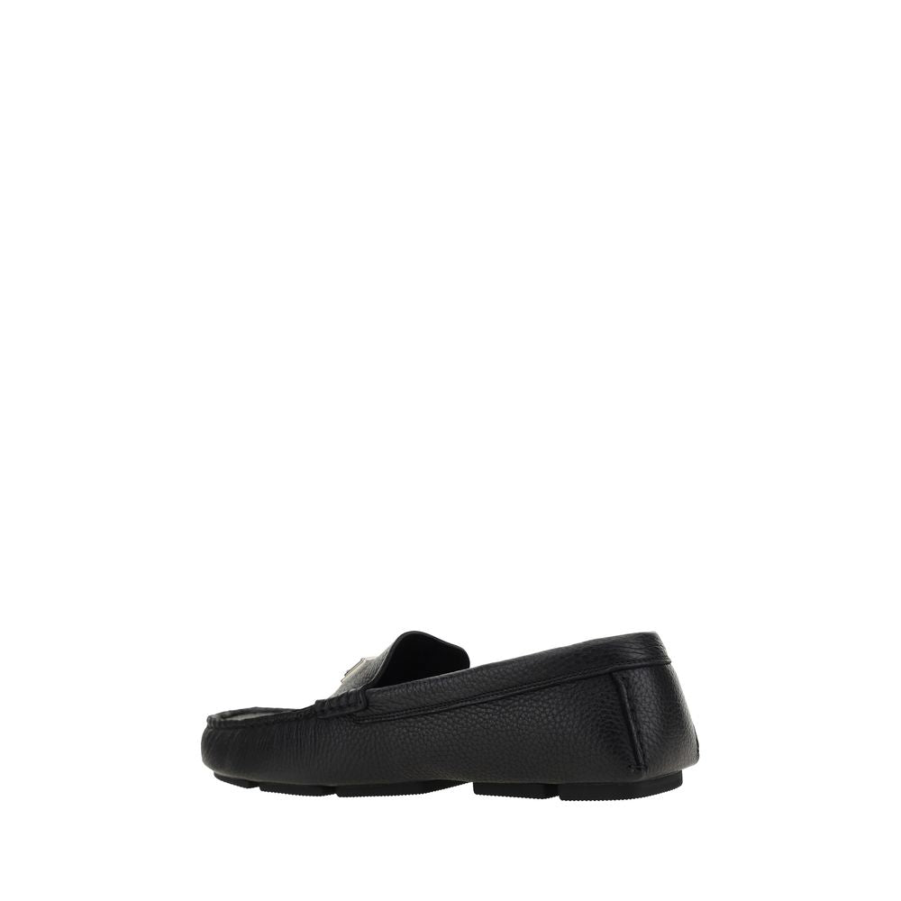 Dolce & Gabbana Black Calf Leather Bos Taurus Slip-On Men's Loafers