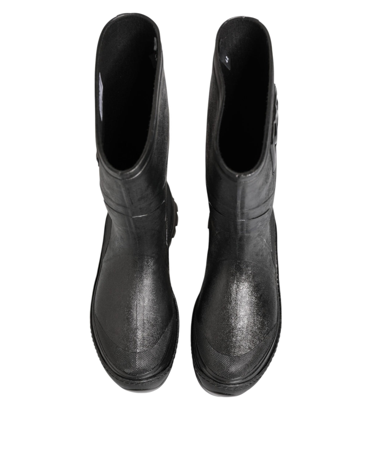 Dolce & Gabbana Metallic Black Pull On Rain Boots Men Men's Shoes