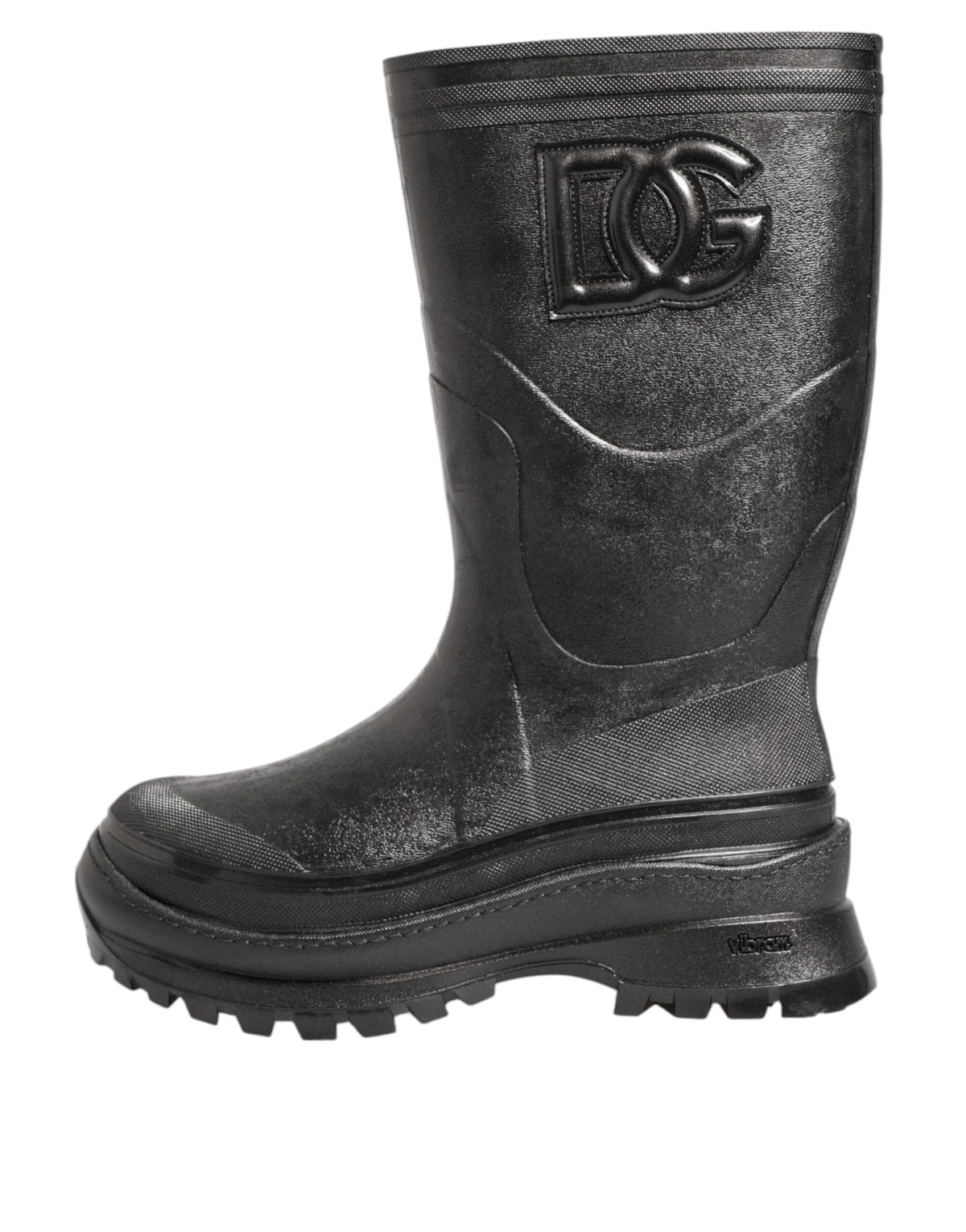 Dolce & Gabbana Metallic Black Pull On Rain Boots Men Men's Shoes