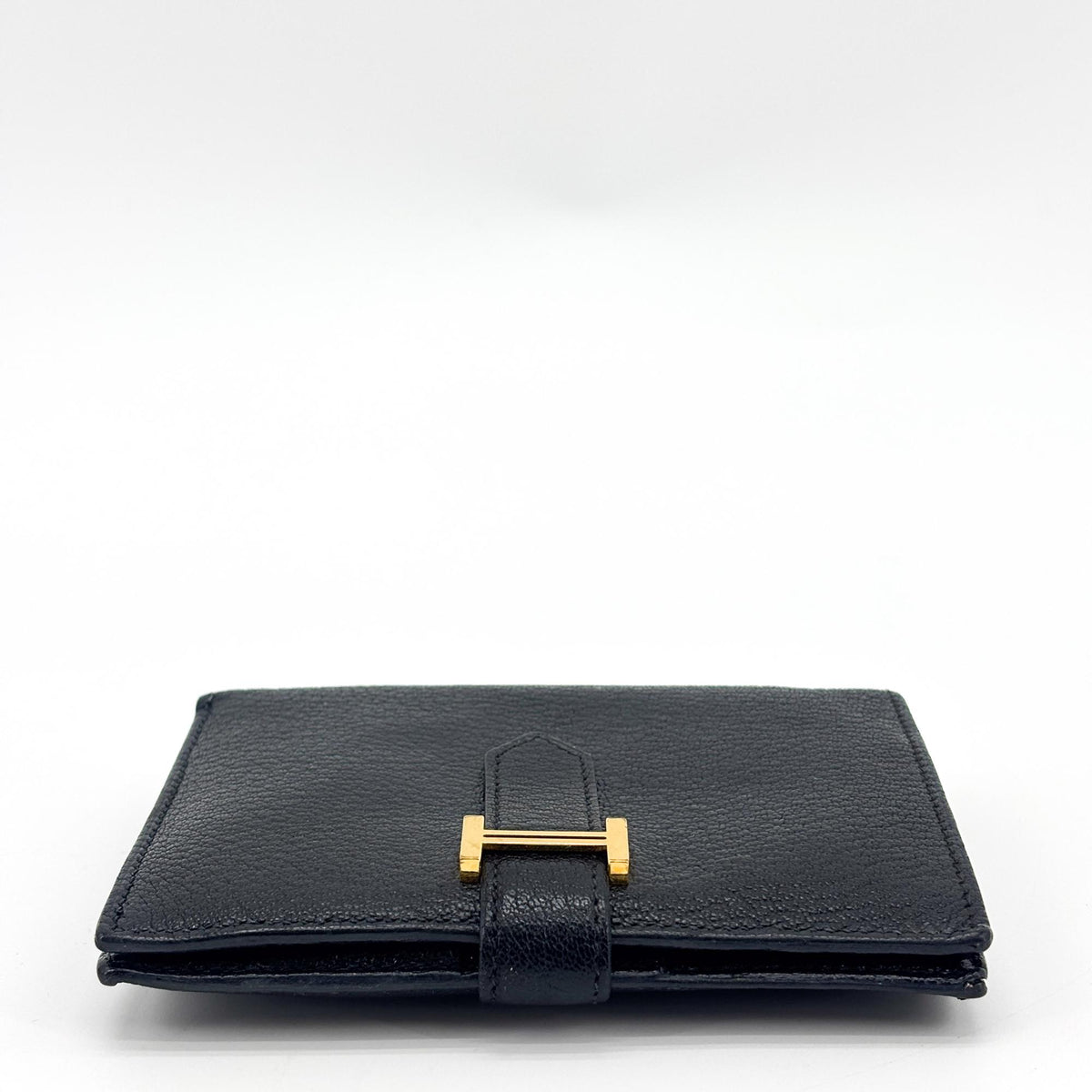 Hermes Bearn Epsom Black Leather Wallets Accessory (Pre-Owned)