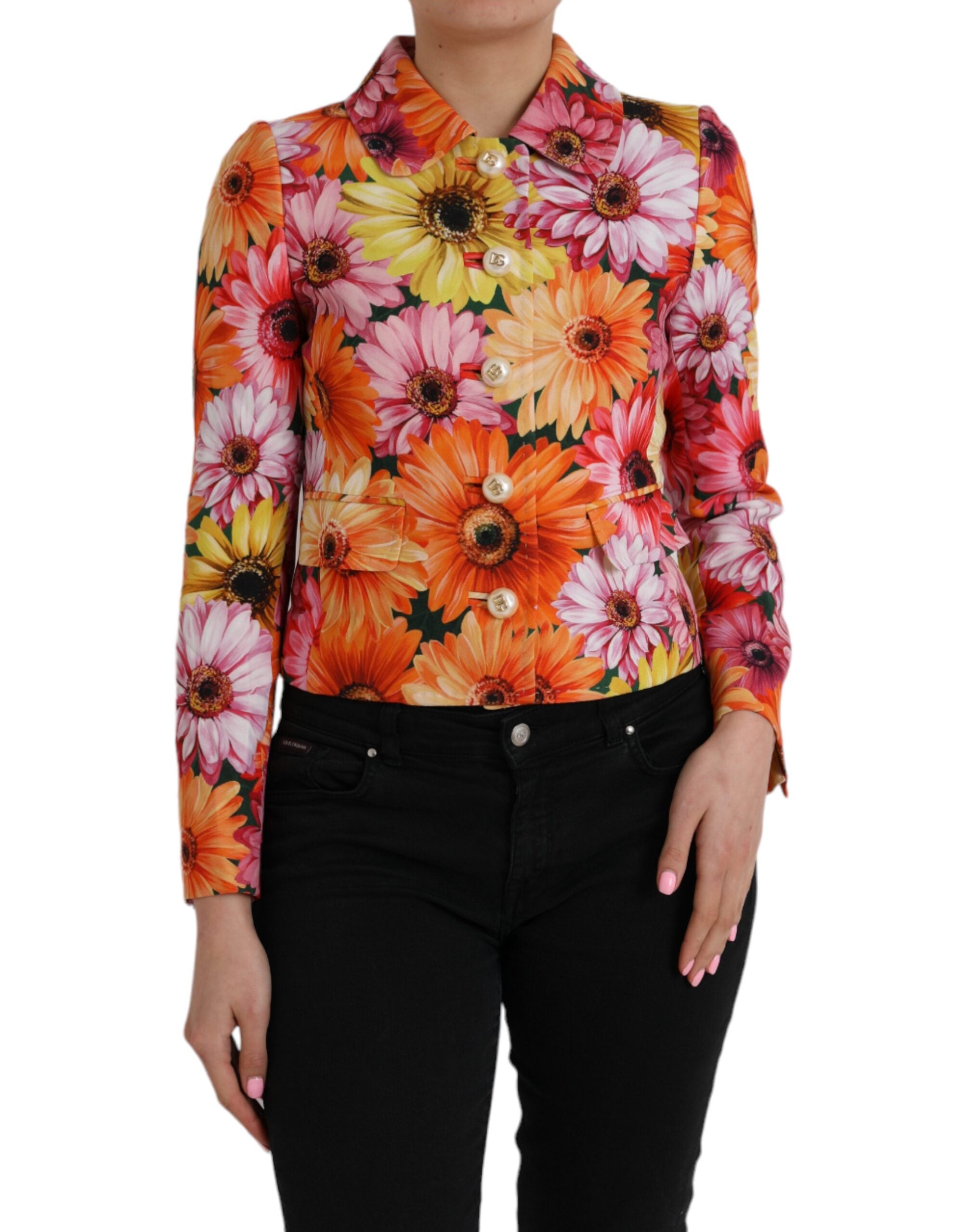 Dolce & Gabbana Multicolor Daisy Print Floral Fantasy Women's Jacket