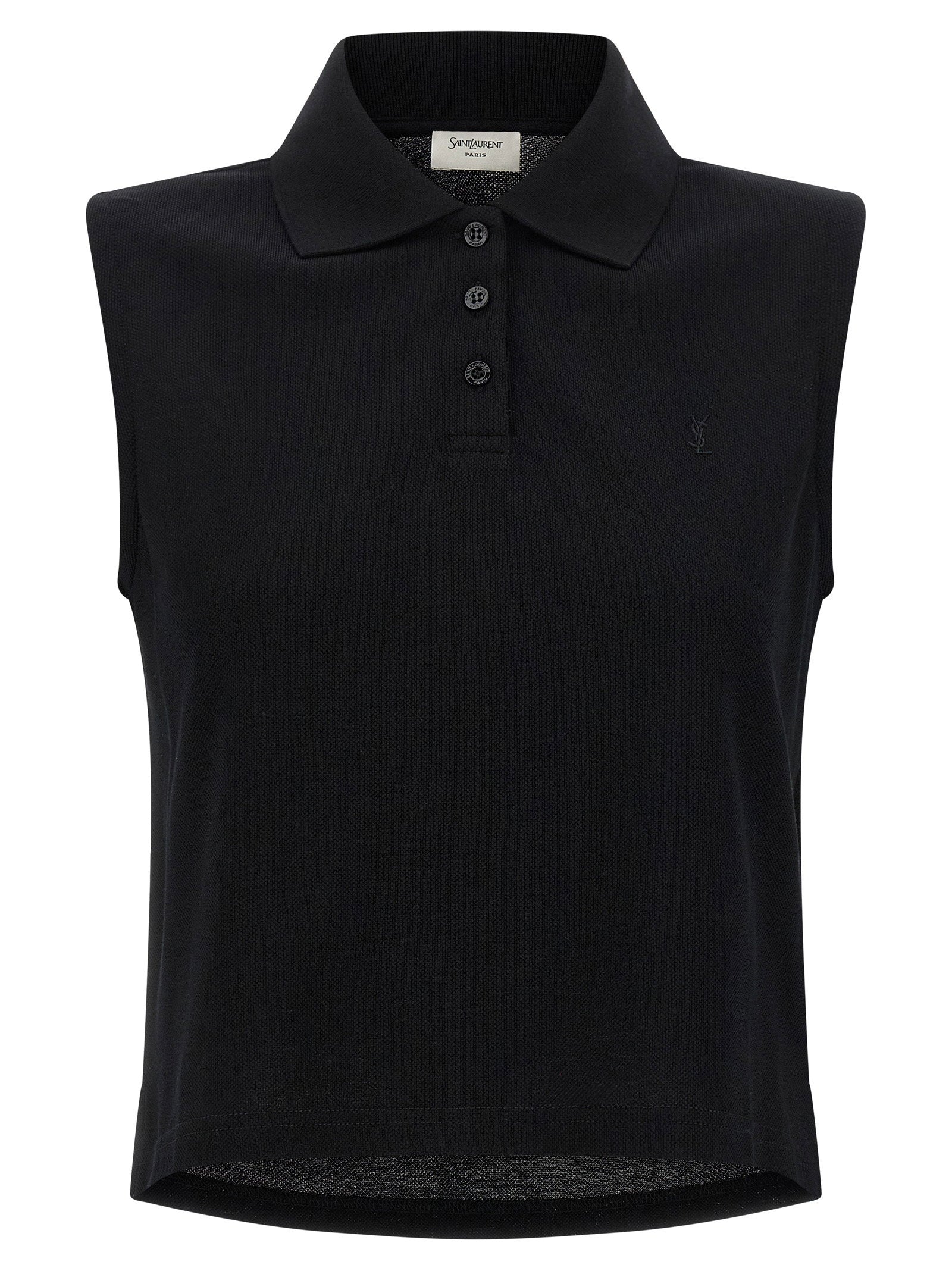 Saint Laurent Women's Cassandre Embroidered Polo Shirt