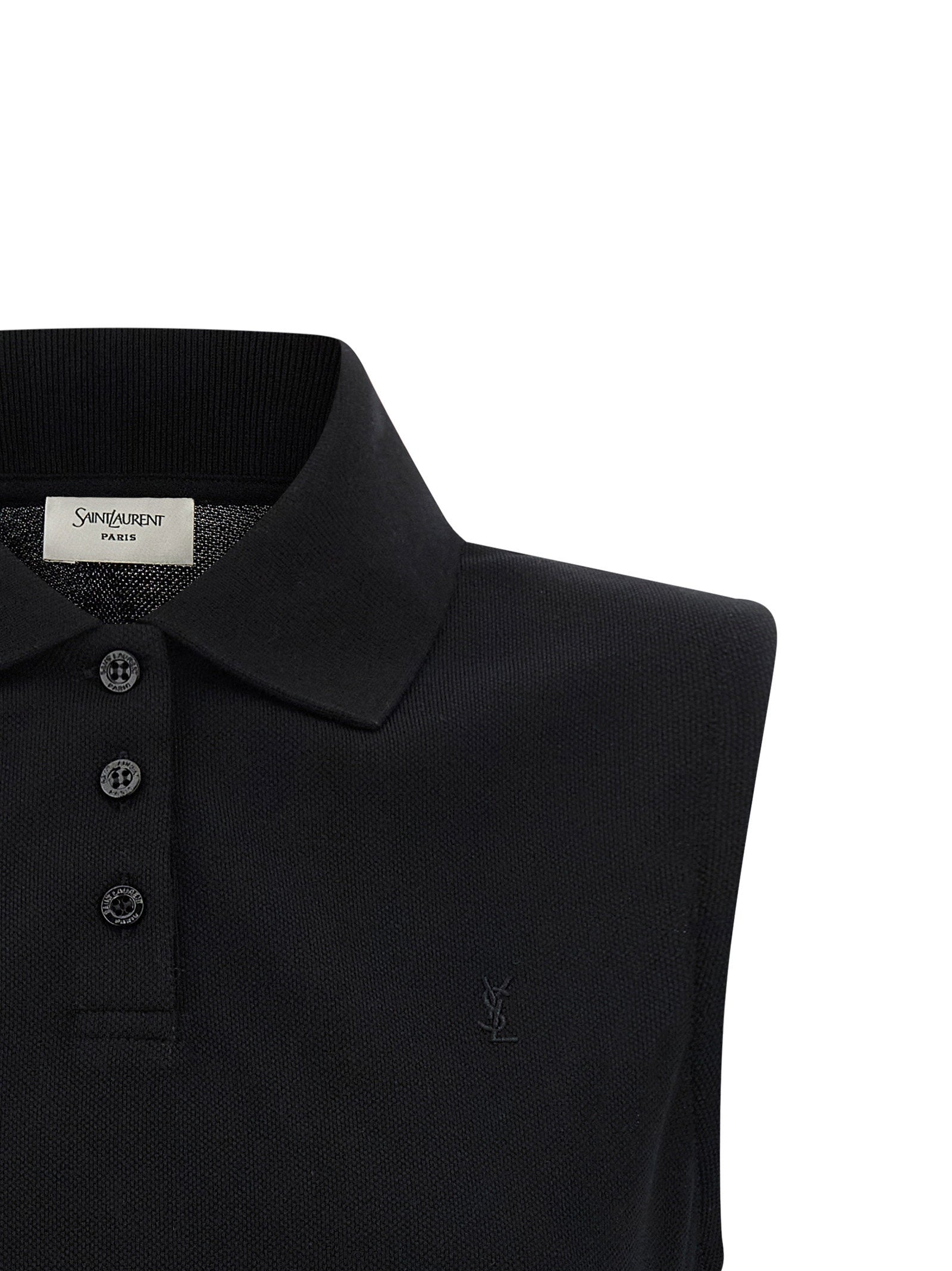 Saint Laurent Women's Cassandre Embroidered Polo Shirt