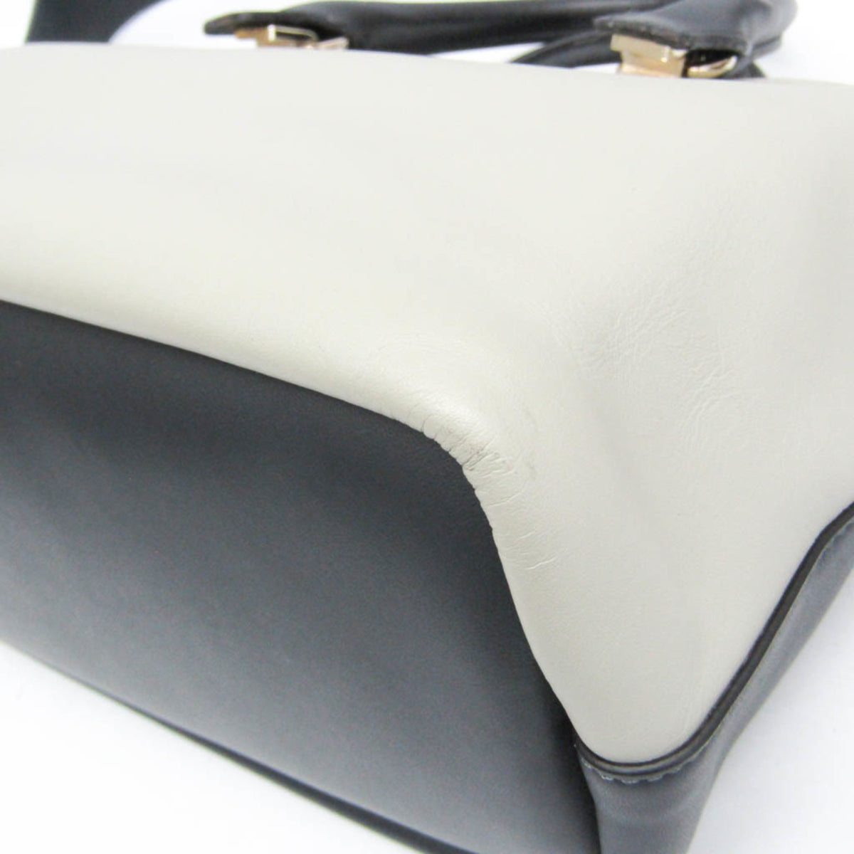 Chloe Bicolor Baylee Satchel Leather Gray Leather Handbag (Pre-Owned)