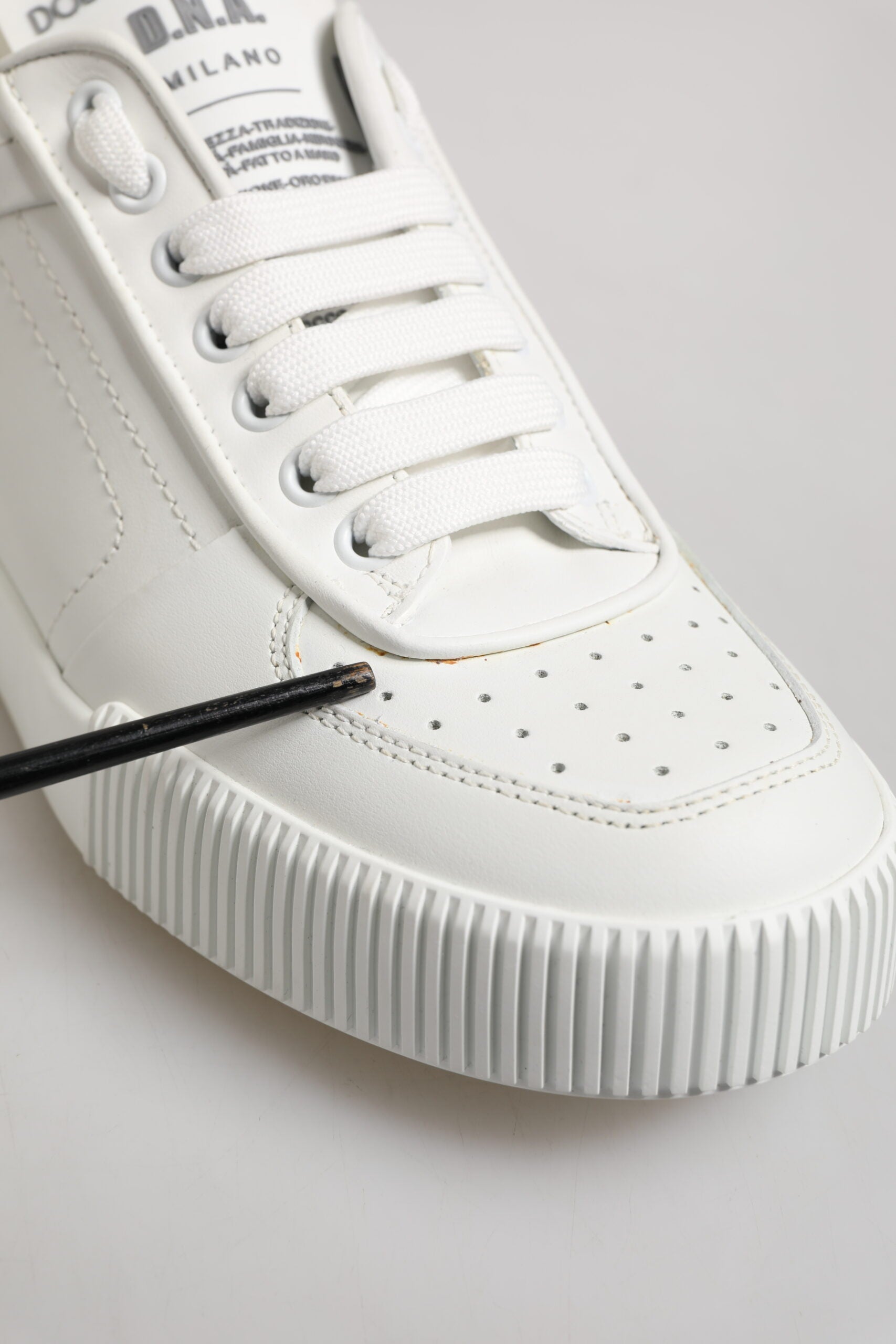 Dolce & Gabbana White Miami Leather Low Top Sneakers Men's Shoes (Pre-Owned)