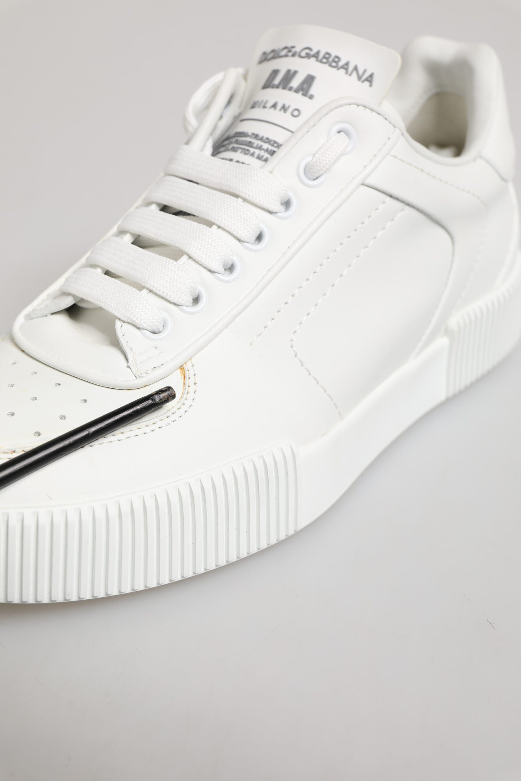 Dolce & Gabbana White Miami Leather Low Top Sneakers Men's Shoes (Pre-Owned)