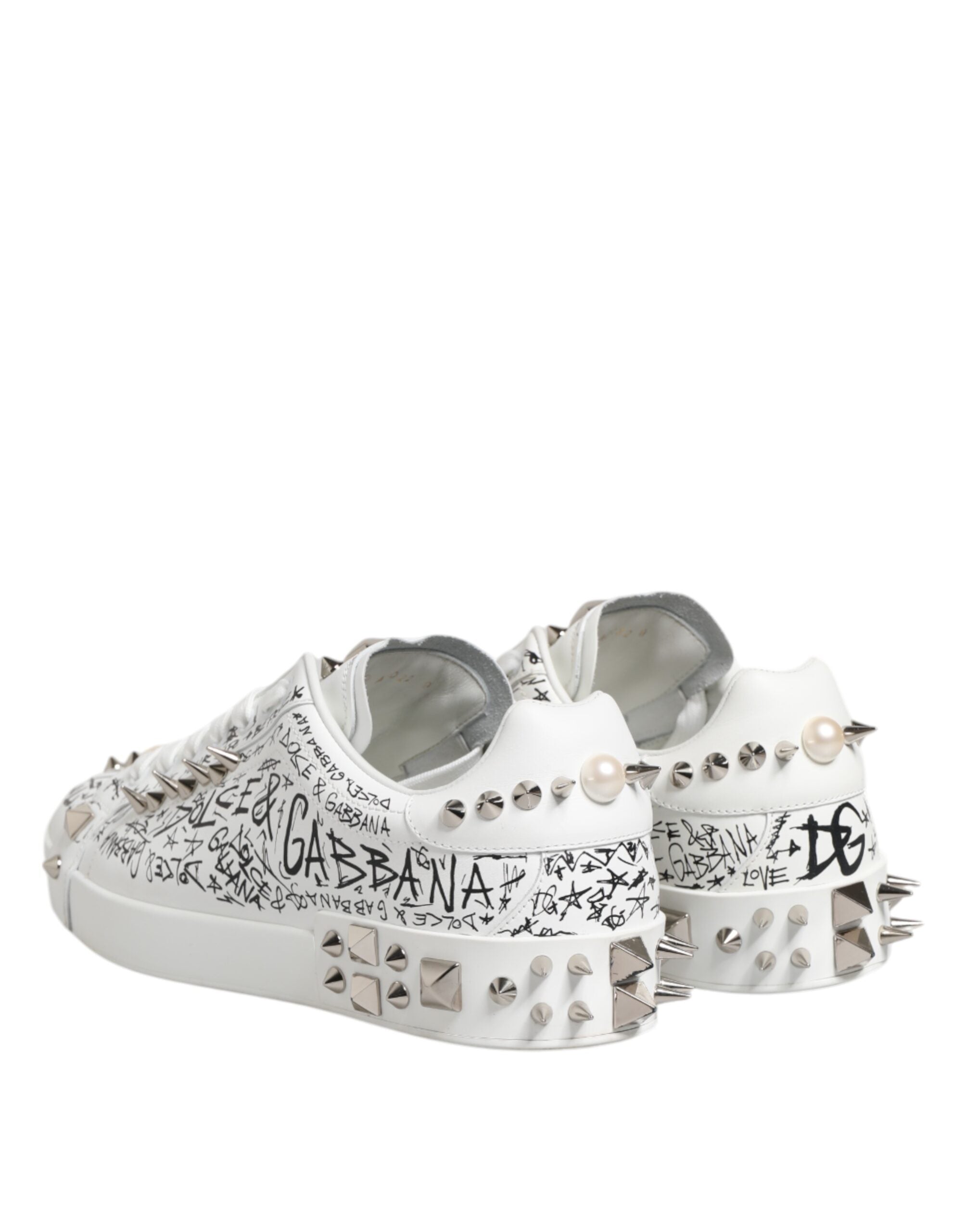 Dolce & Gabbana White Portofino Studded Men Sneakers Men's Shoes (Pre-Owned)