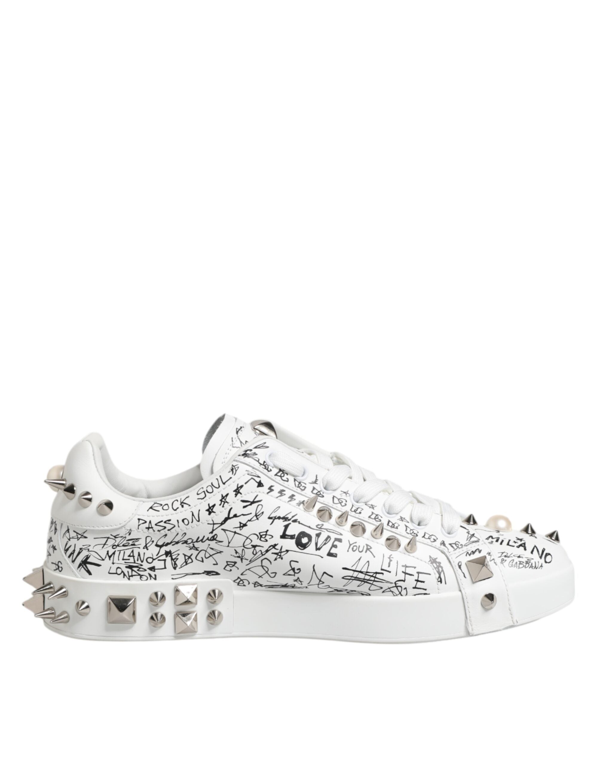 Dolce & Gabbana White Portofino Studded Men Sneakers Men's Shoes (Pre-Owned)