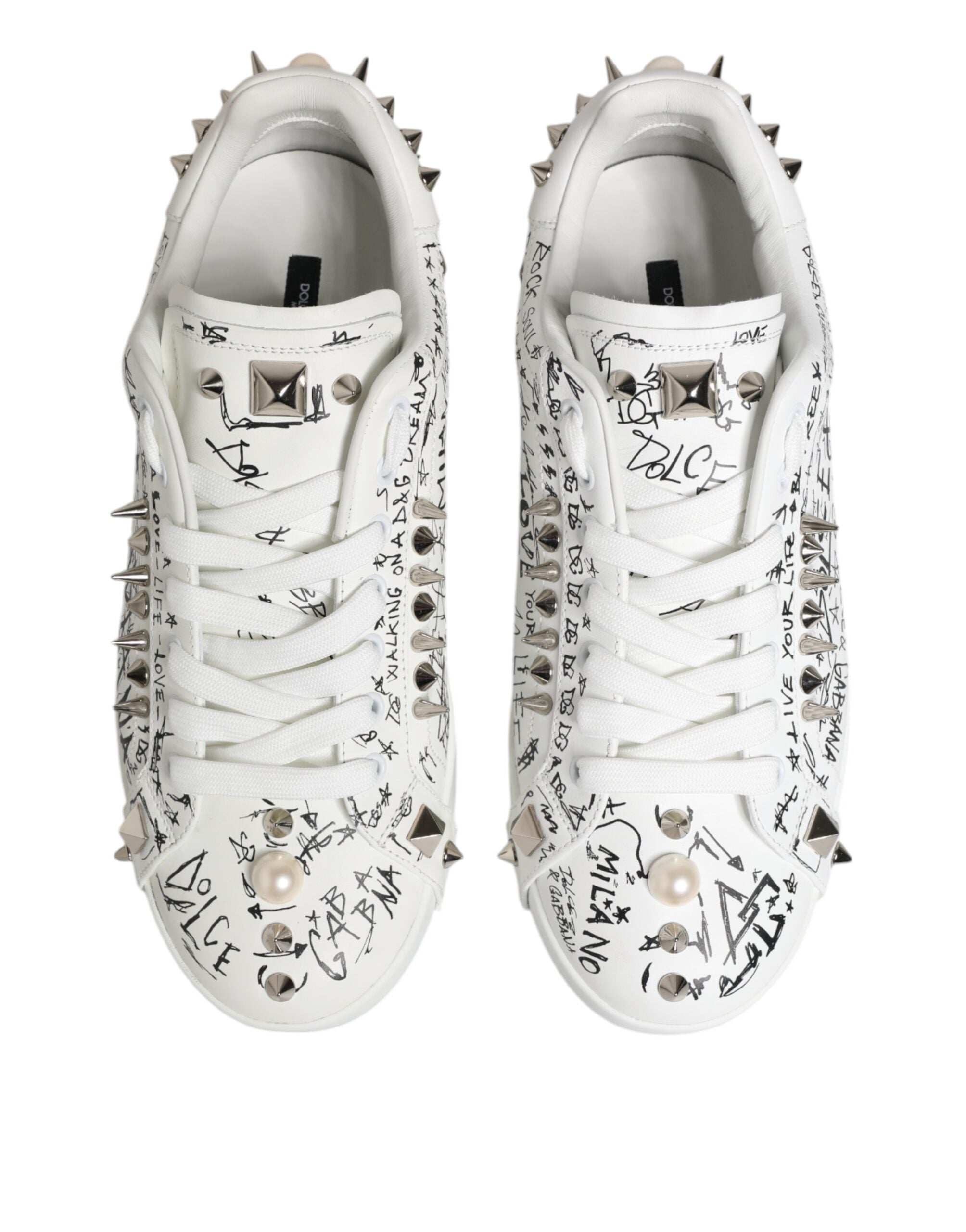 Dolce & Gabbana White Portofino Studded Men Sneakers Men's Shoes (Pre-Owned)