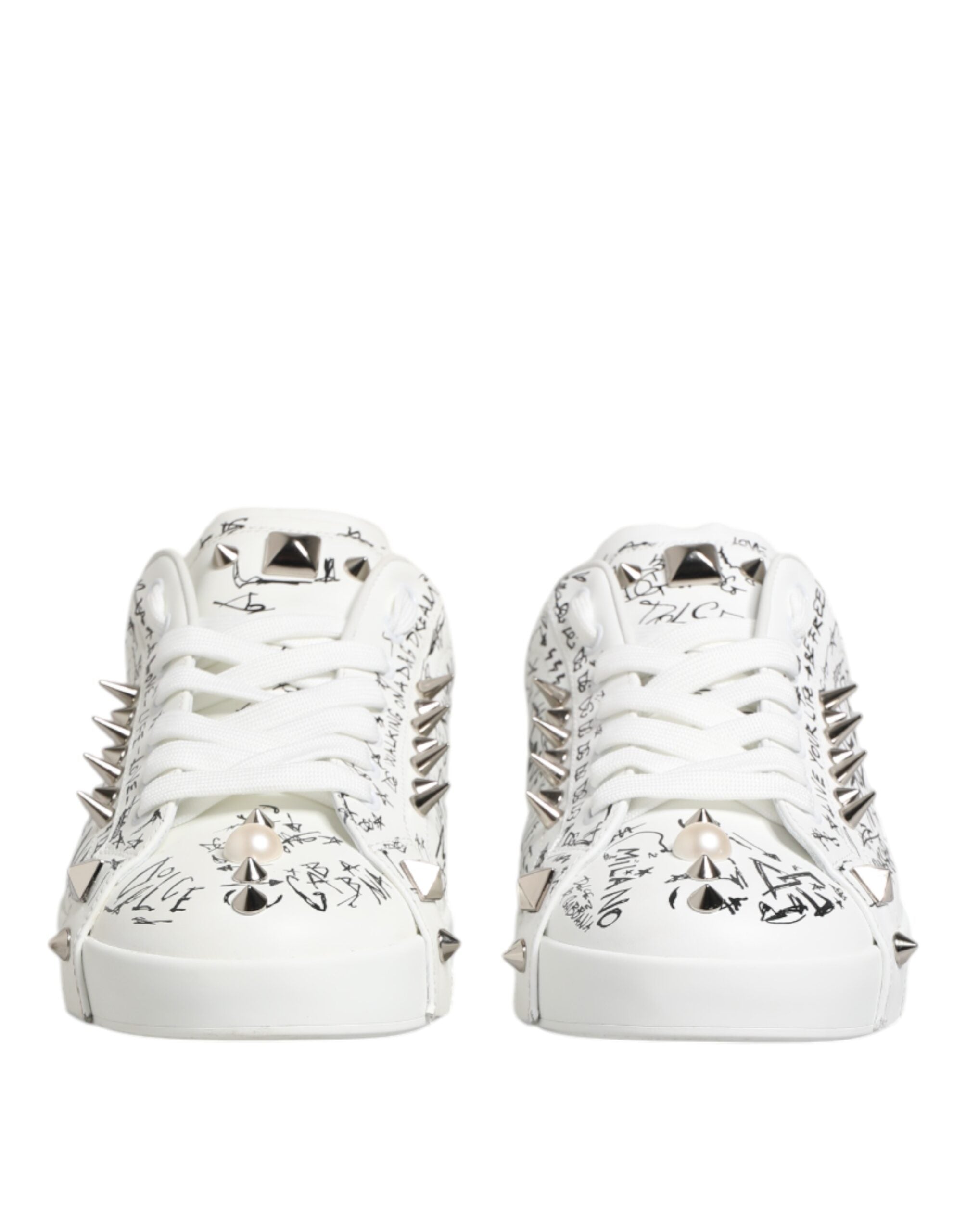 Dolce & Gabbana White Portofino Studded Men Sneakers Men's Shoes (Pre-Owned)