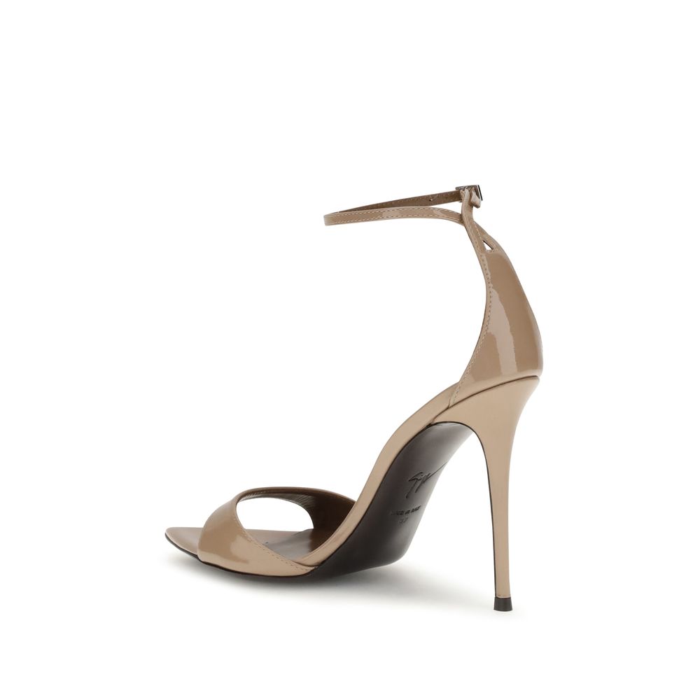 Giuseppe Zanotti Beige Leather Stiletto Heel Women's Sandals