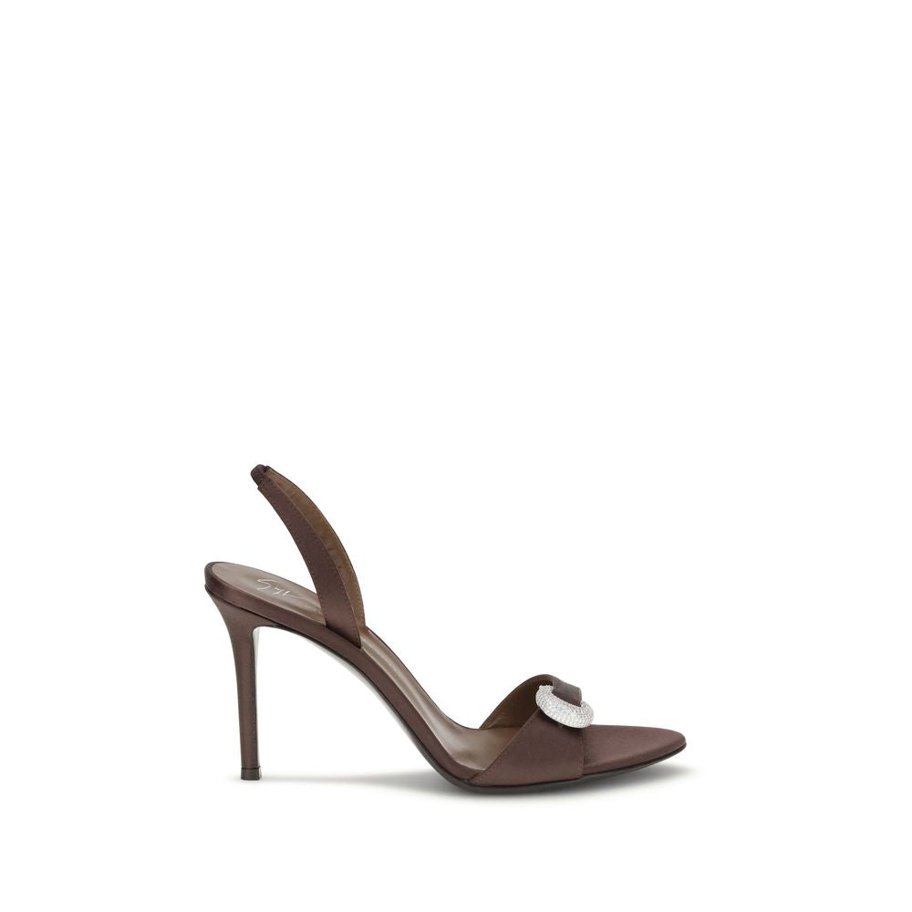 Giuseppe Zanotti Brown Silk Stiletto Heel Women's Sandals
