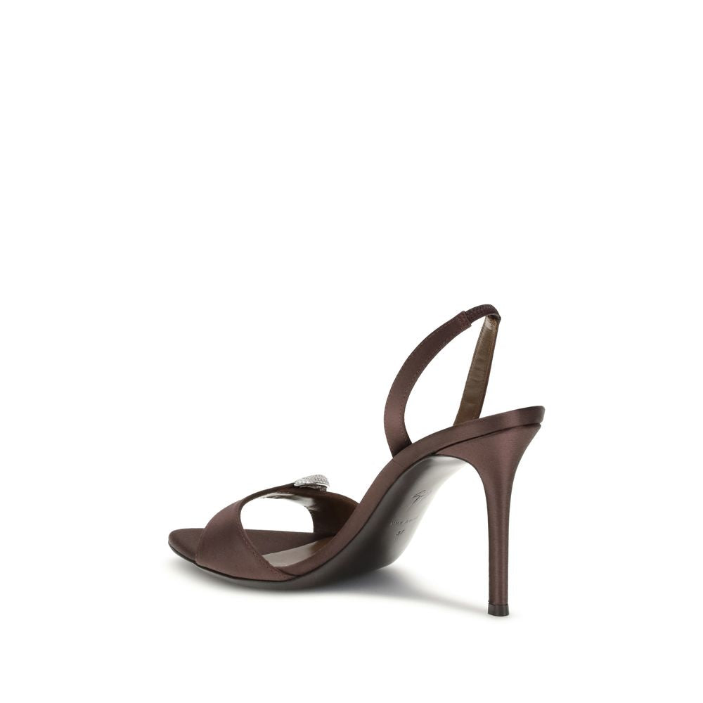 Giuseppe Zanotti Brown Silk Stiletto Heel Women's Sandals