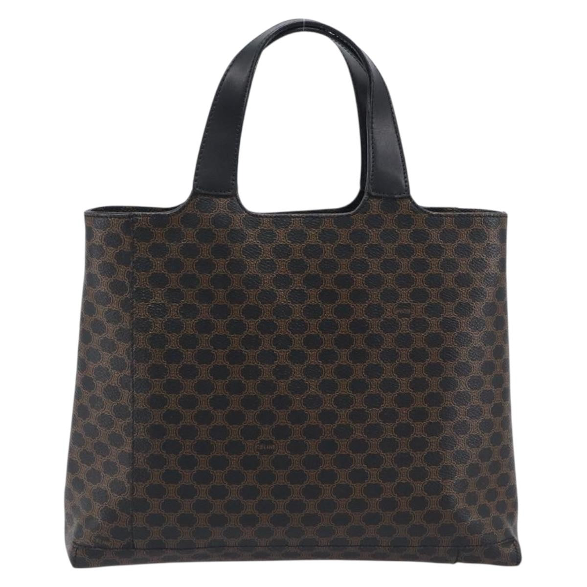 Celine Vintage Macadam Canvas And Leather Black Canvas Handbag (Pre-Owned)